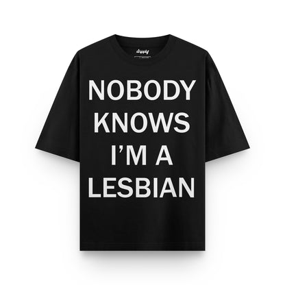 Oversized Black T-shirt with a Slogan - Heavy 250 GSM Cotton