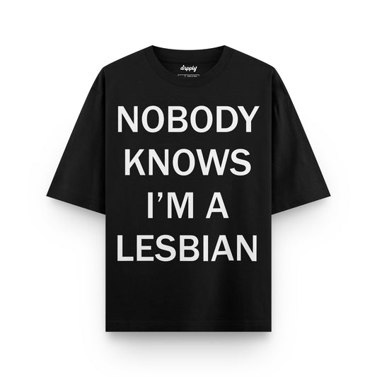 Oversized Black T-shirt with a Slogan - Heavy 250 GSM Cotton