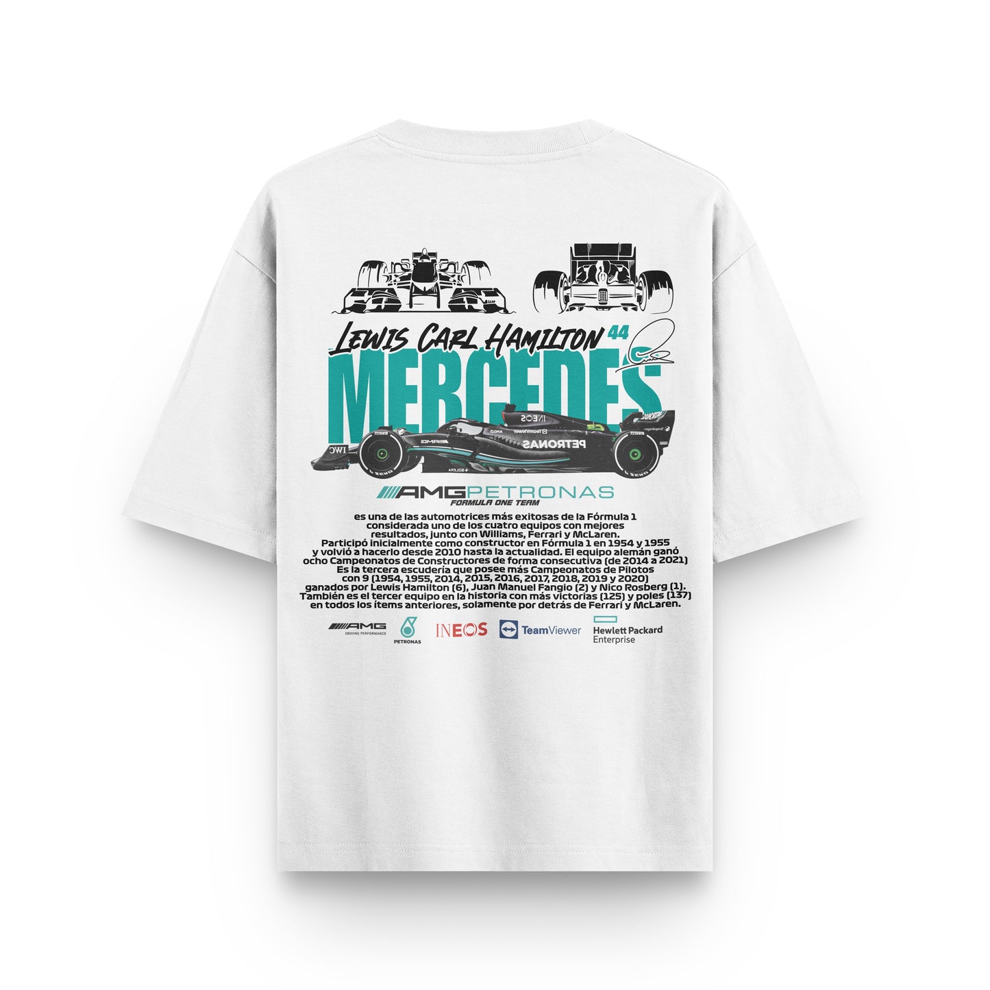 Oversized Mercedes Lewis Hamilton Formula 1 T-shirt - Heavy 250 GSM Cotton