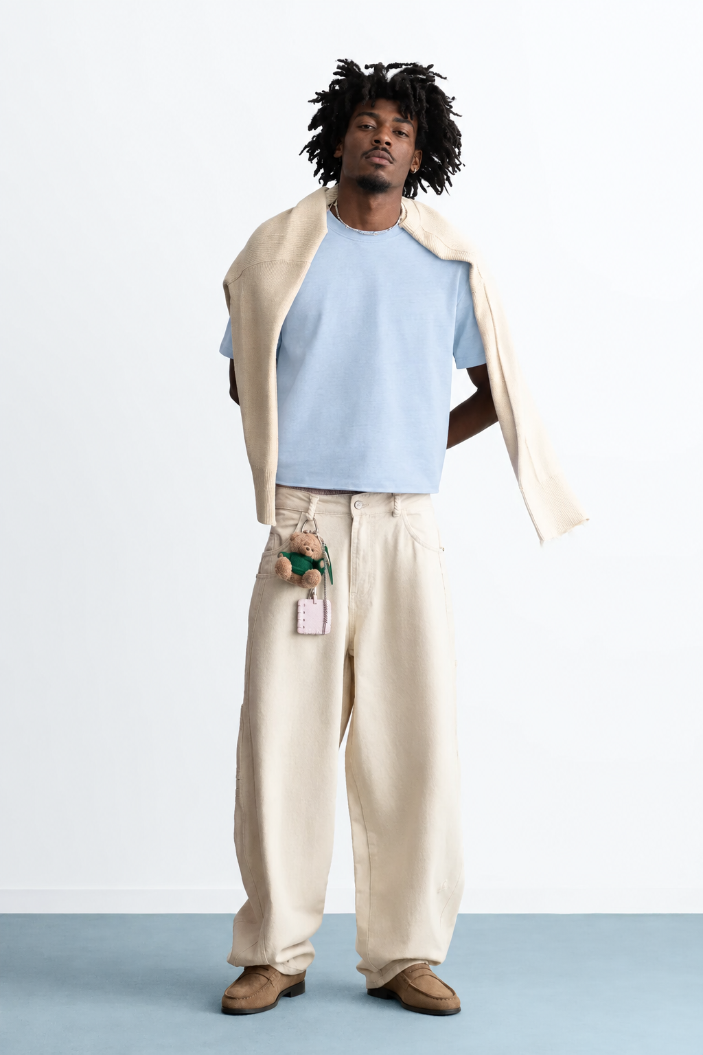 Perfectly Cropped Lite Blue T-shirt - Heavy 250 GSM Cotton