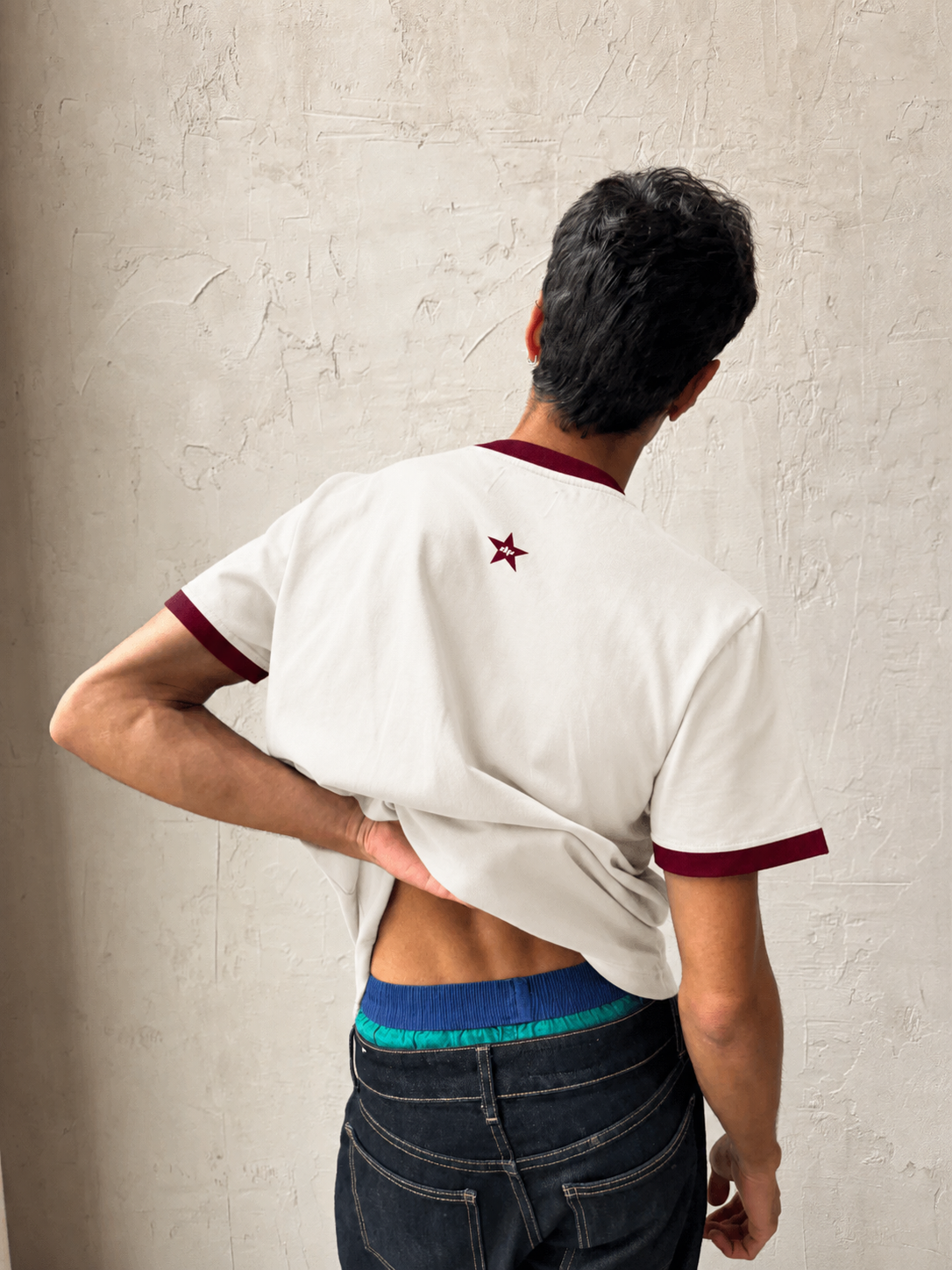 Off-White/Maroon Ringer Tee