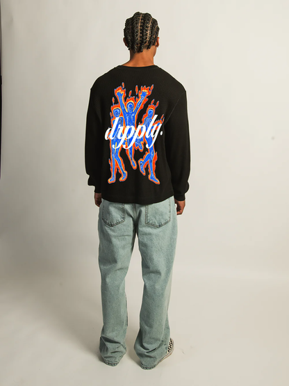 “Men on Fire” — Black Waffle Oversized Full Sleeve