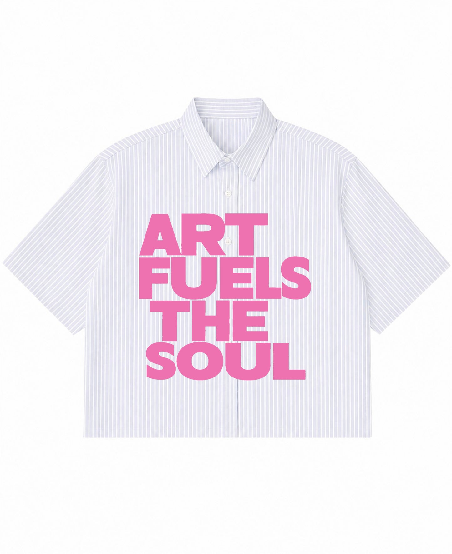 Blue Striped Oxford Boxy Shirt Front Design