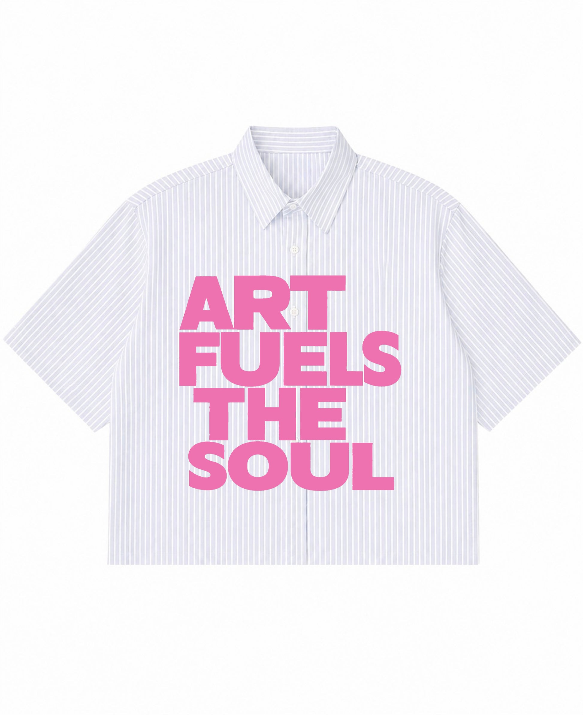 Blue Striped Oxford Boxy Shirt Front Design