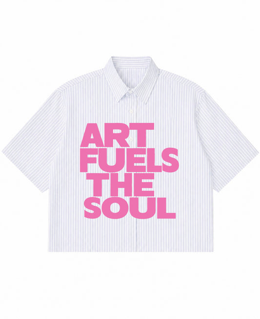 Blue Striped Oxford Boxy Shirt Front Design