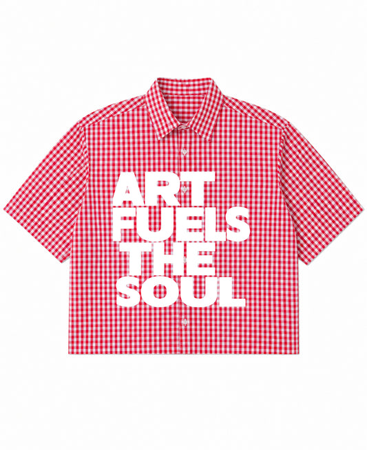 Red Picnic Oxford Boxy Shirt Front Design
