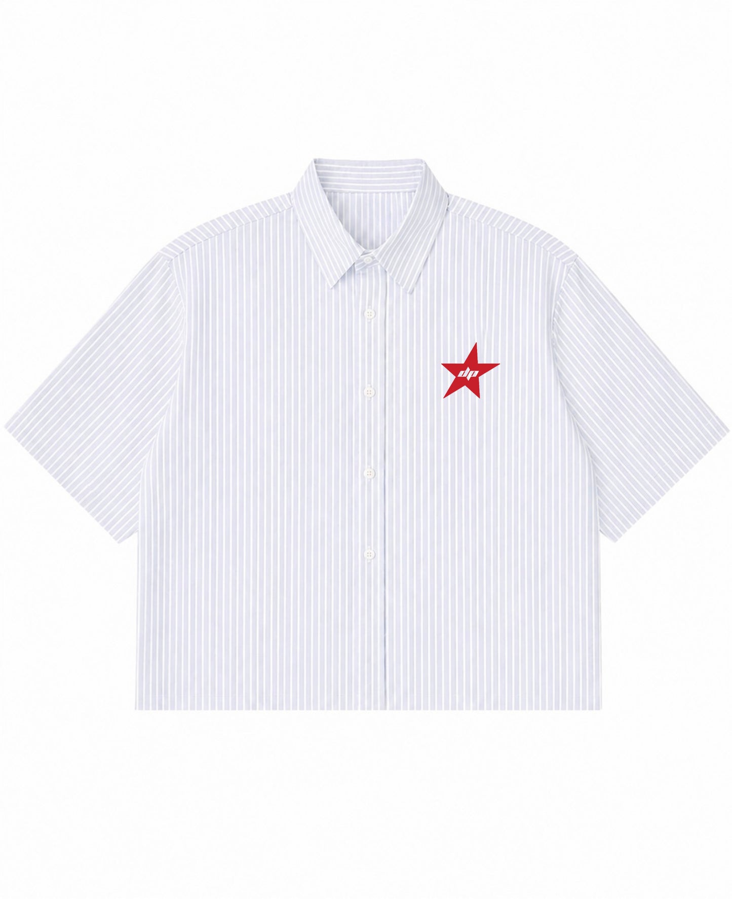 Blue Striped Oxford Boxy Shirt Front Design