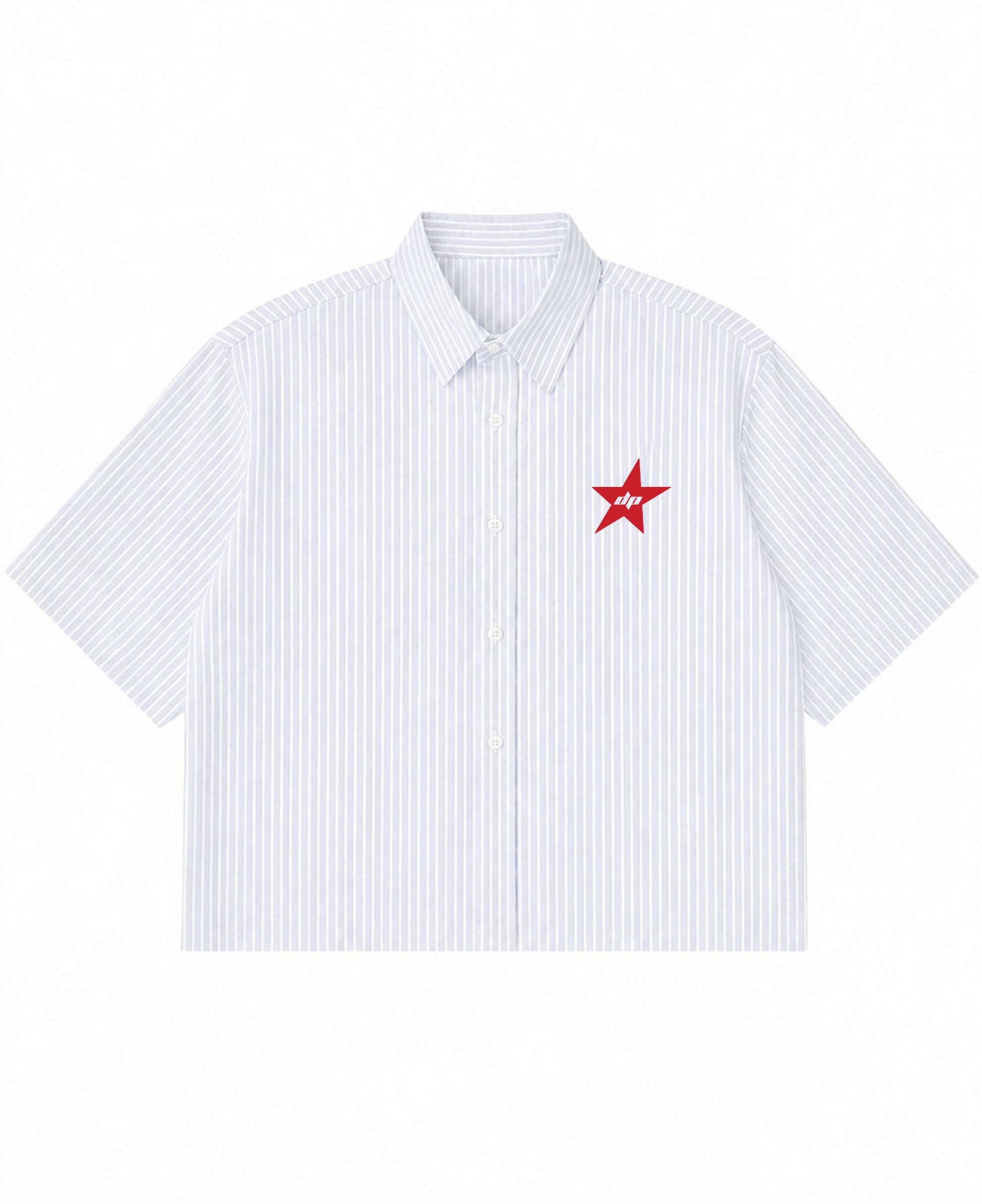 Blue Striped Oxford Boxy Shirt Front Design