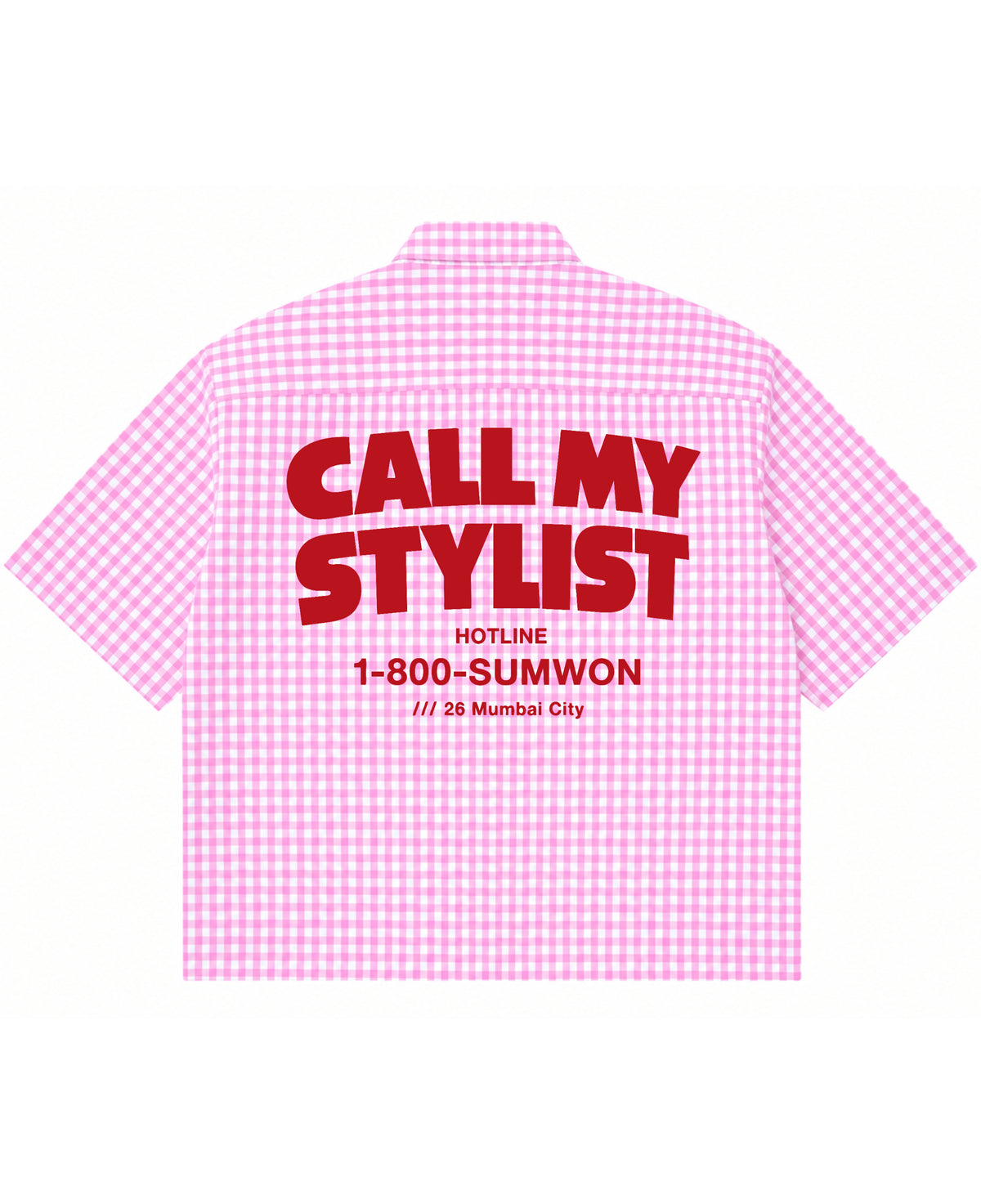 Pink Gingham Oxford Boxy Shirt Back Design