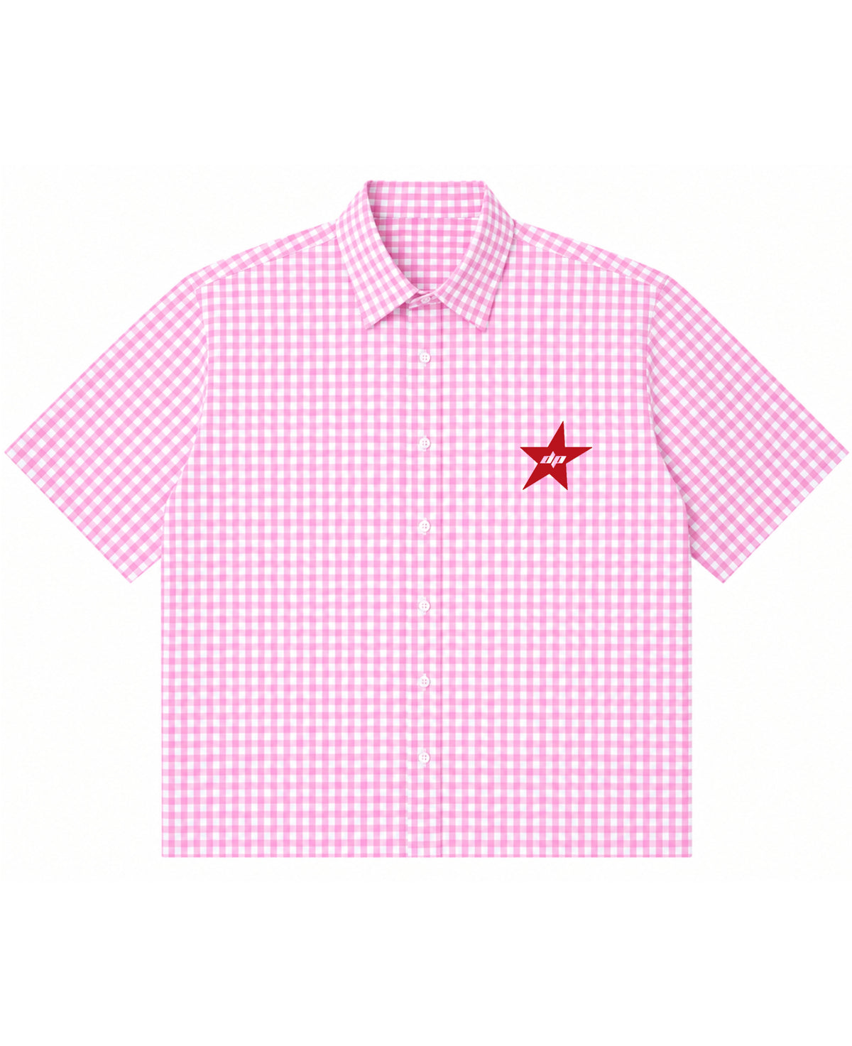 Pink Gingham Oxford Boxy Shirt Front Design