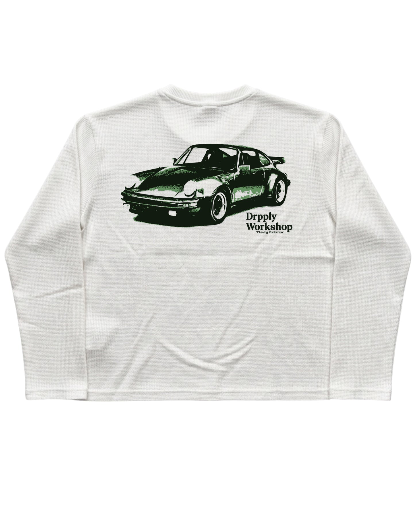 White Henley waffle knit Back Design