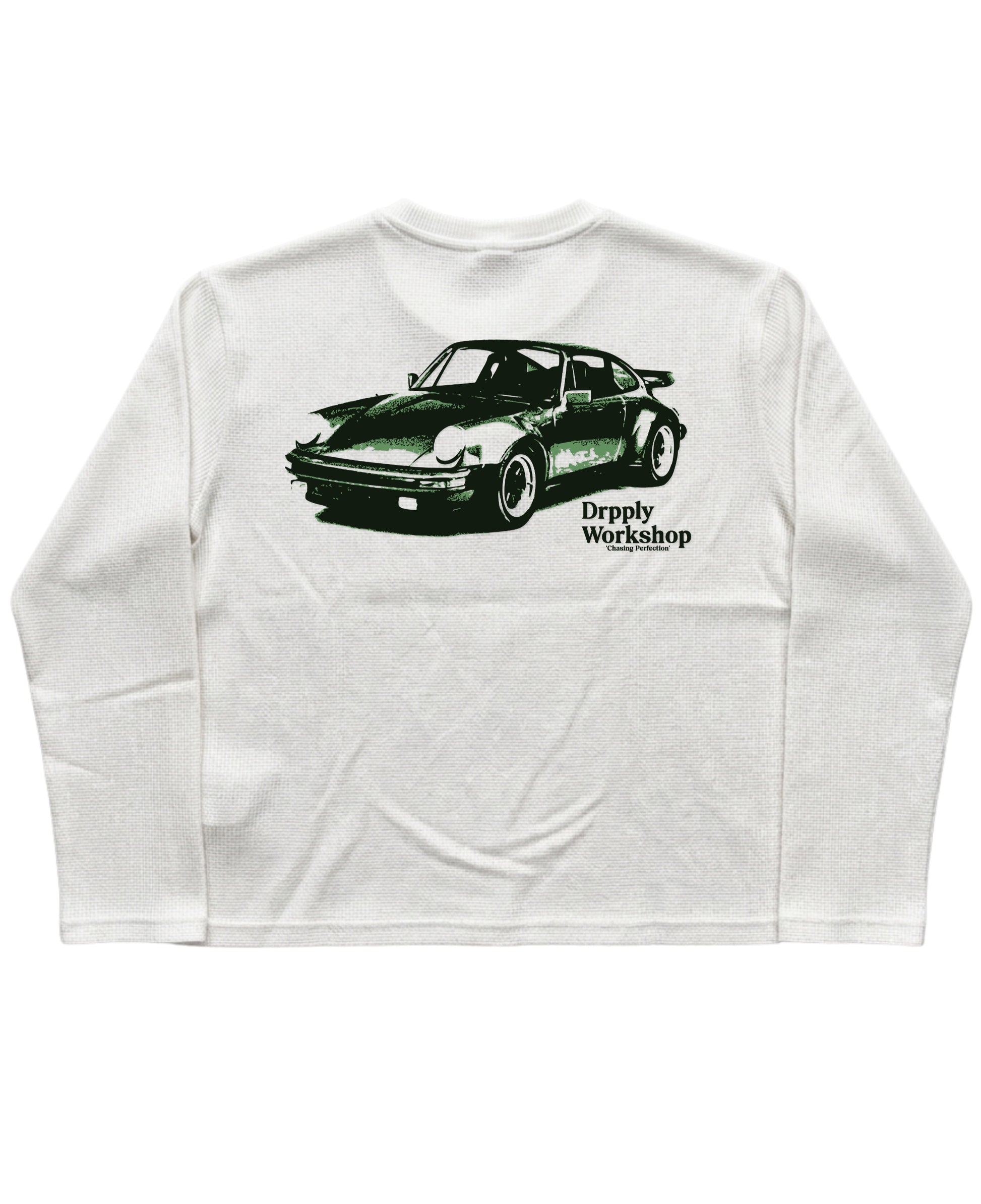 White Henley waffle knit Back Design