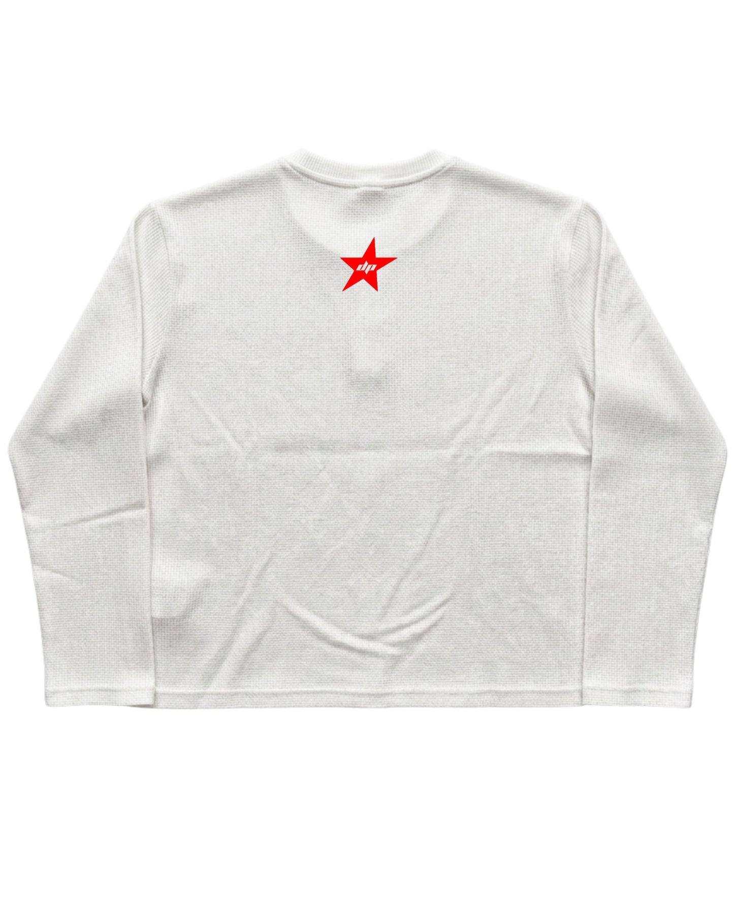 White Henley waffle knit Back Design