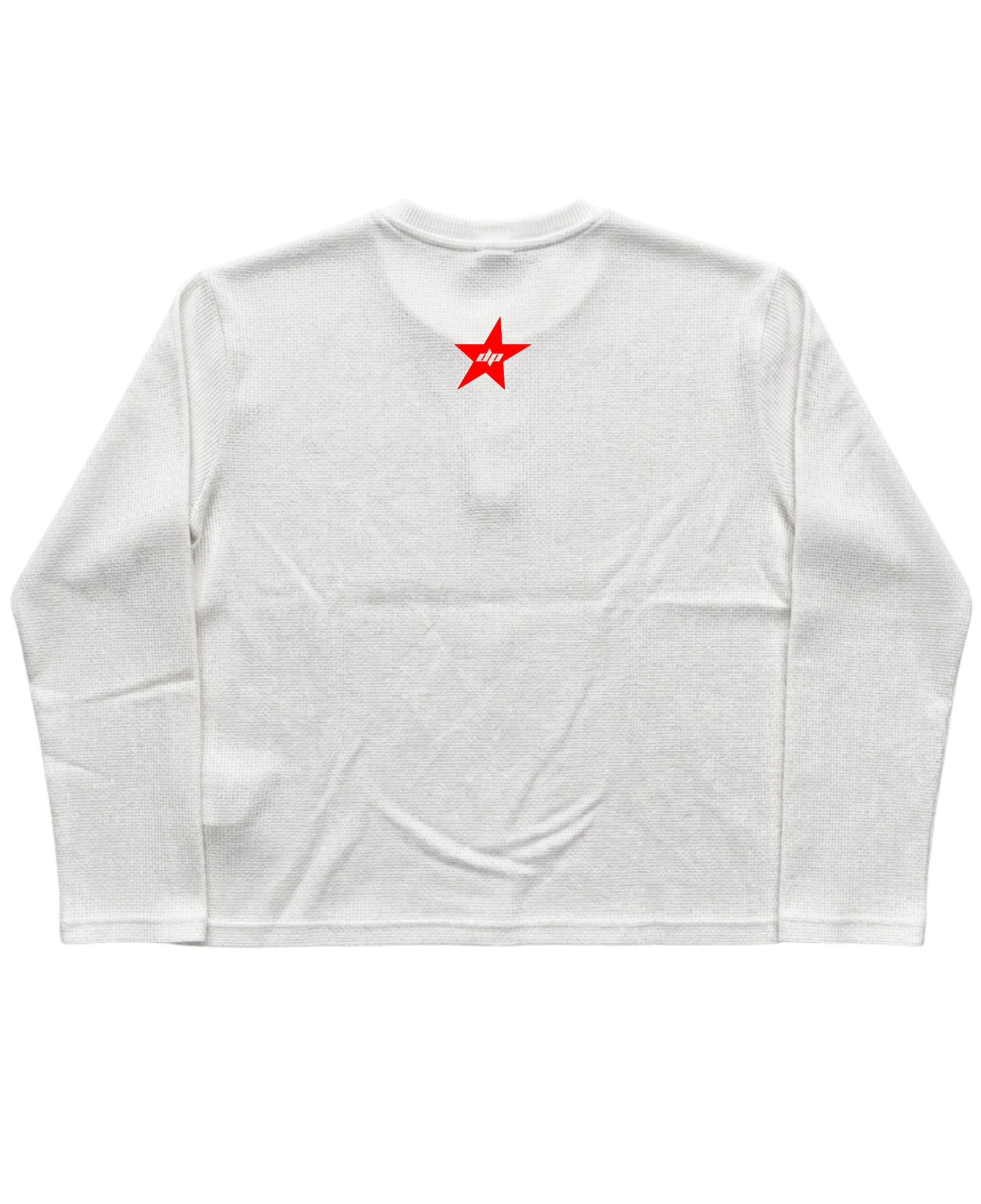 White Henley waffle knit Back Design