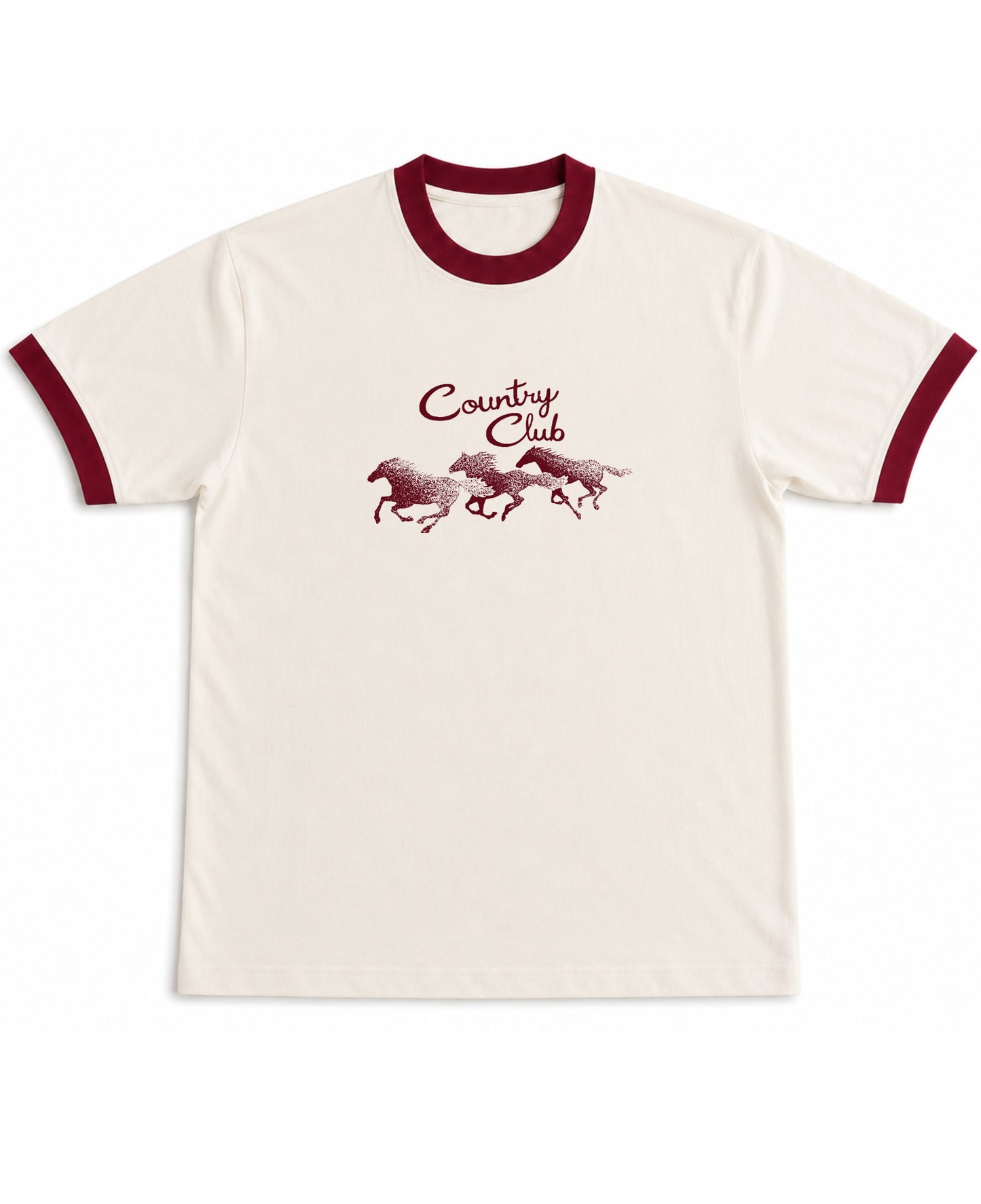 Off White & Maroon Ringer tee Front Design
