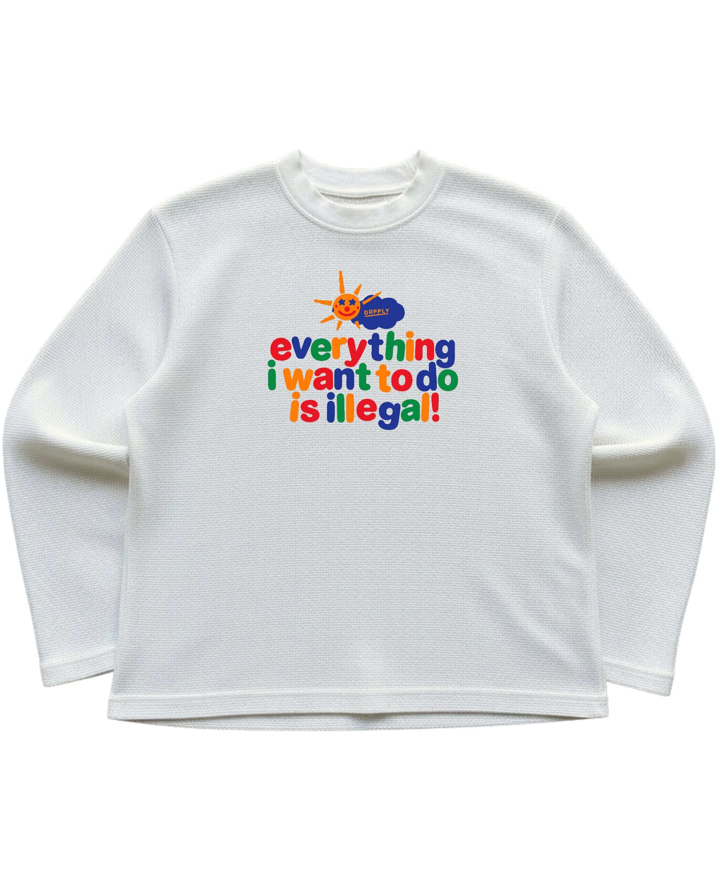Off-white waffle knit oversized full-sleeve Front Design