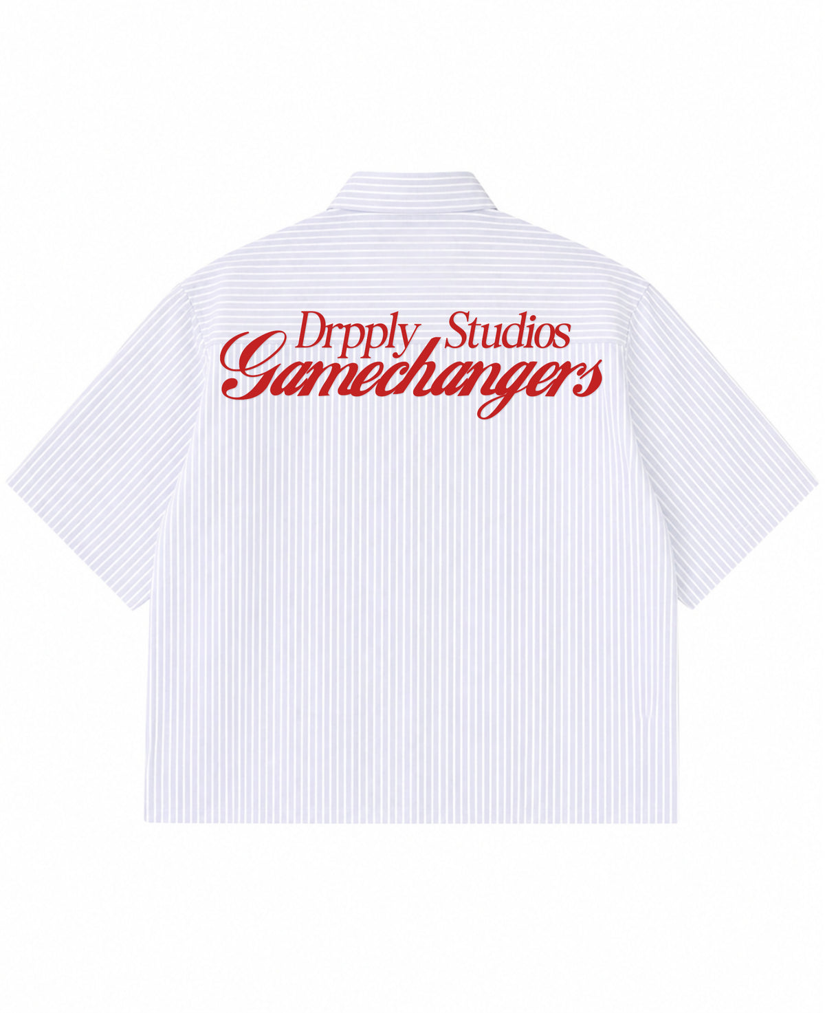 Blue Striped Oxford Boxy Shirt Back Design