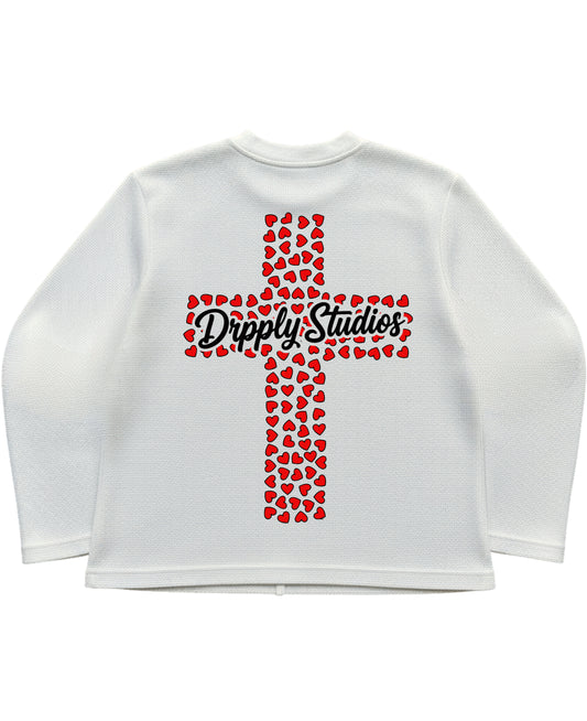 Off-white waffle knit oversized full-sleeve Back Design