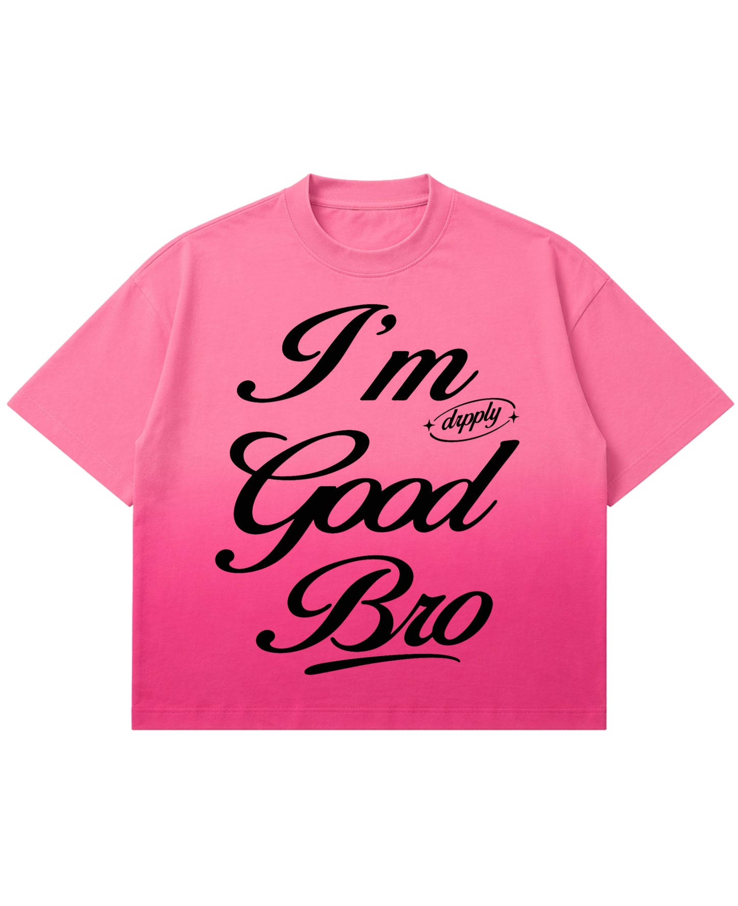 Pink Sunfade Ombré Wash Boxy Fit T-shirt Front Design