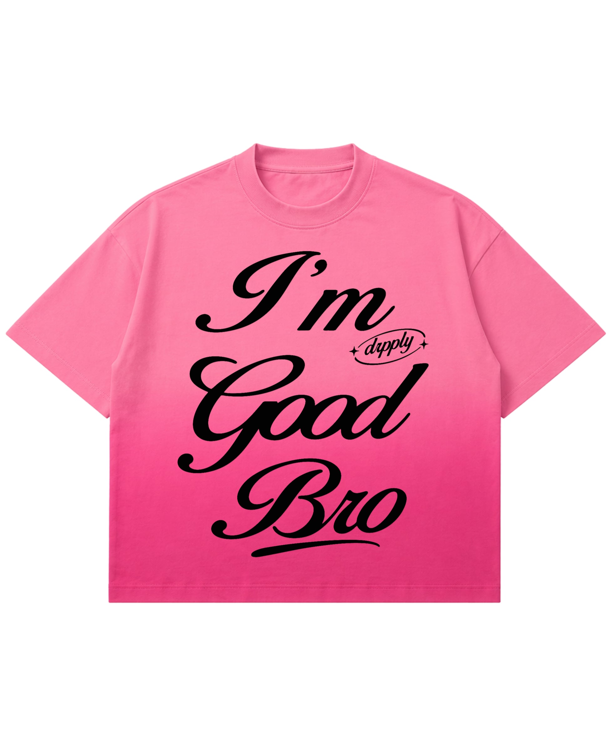 Pink Sunfade Ombré Wash Boxy Fit T-shirt Front Design