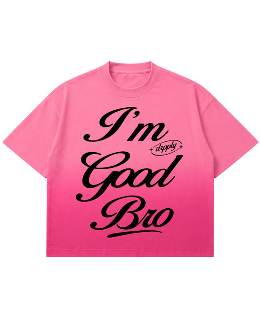 Pink Sunfade Ombré Wash Boxy Fit T-shirt Front Design
