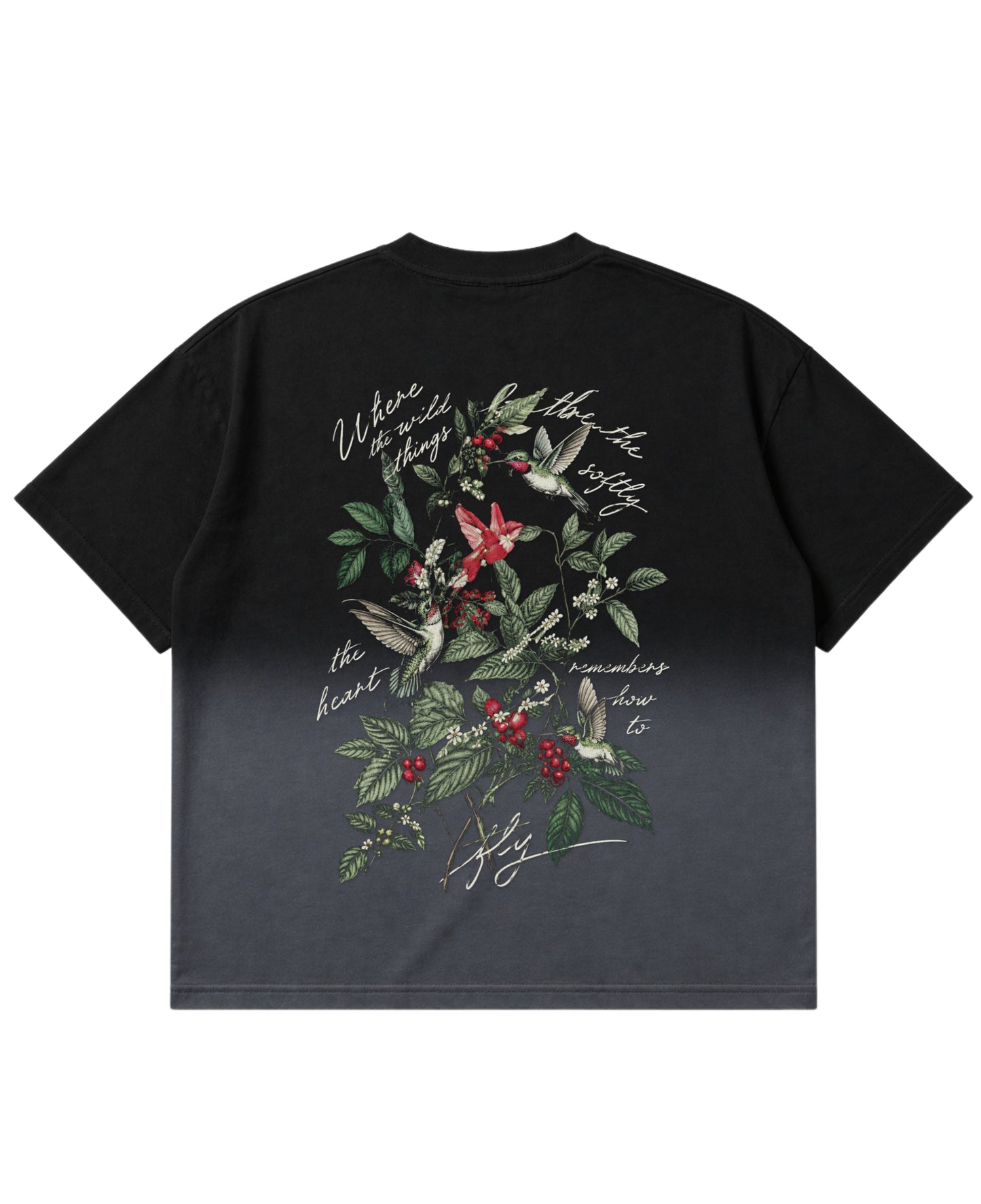 Black Ombré Wash Boxy Fit T-shirt Back Design
