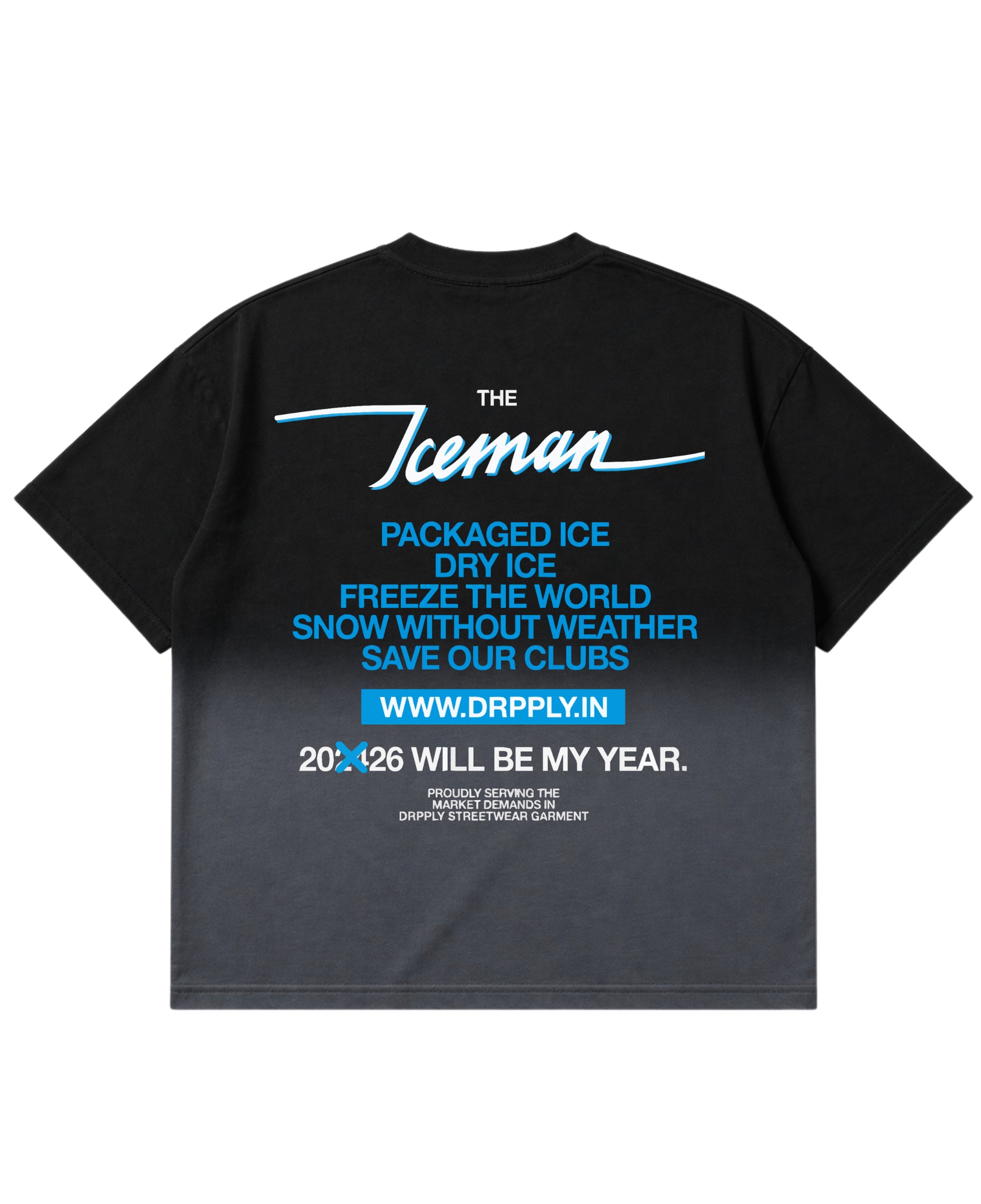 Black Ombré Wash Boxy Fit T-shirt Back Design