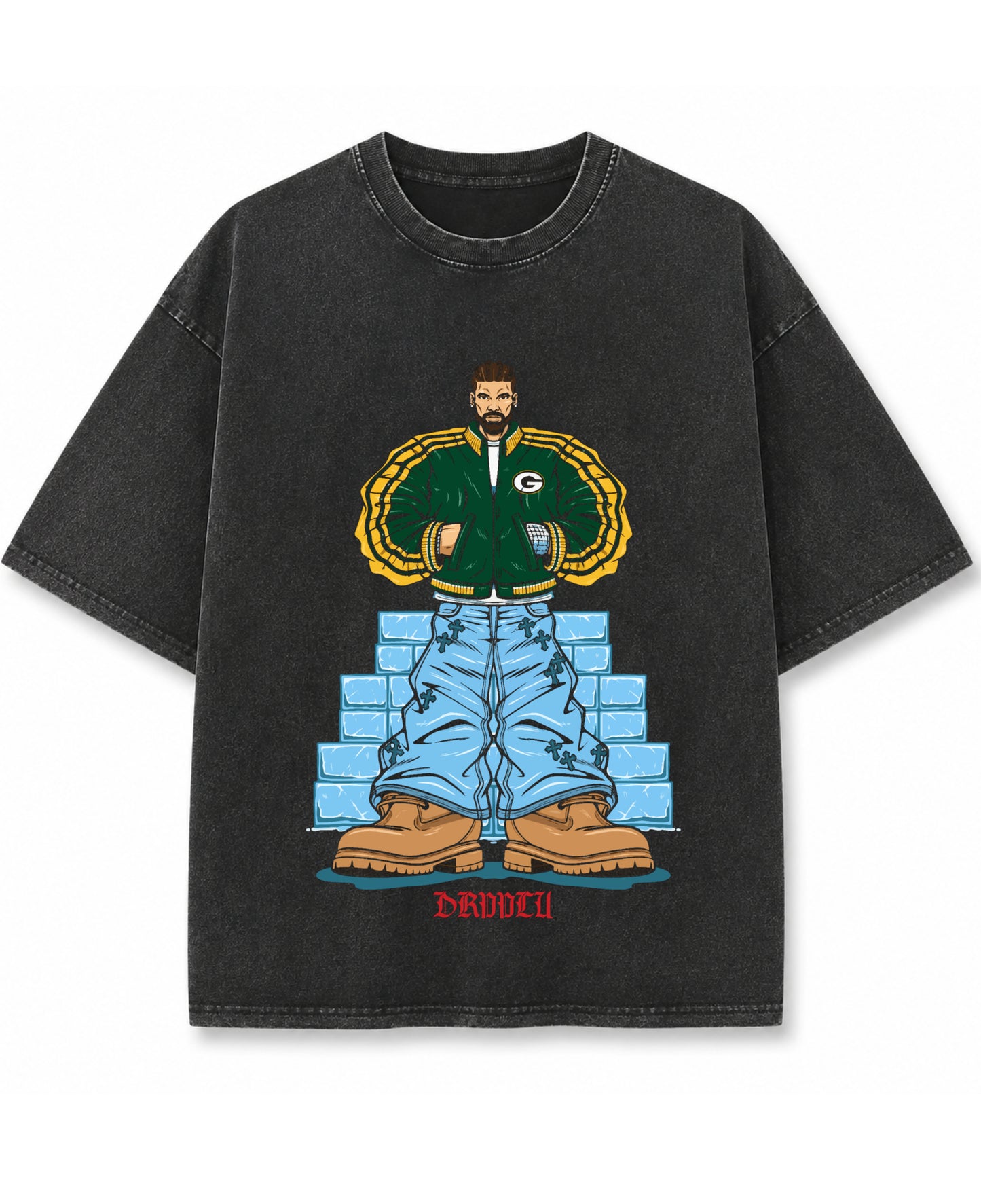 Vintage Fade Wash Oversized T-shirt Front Design