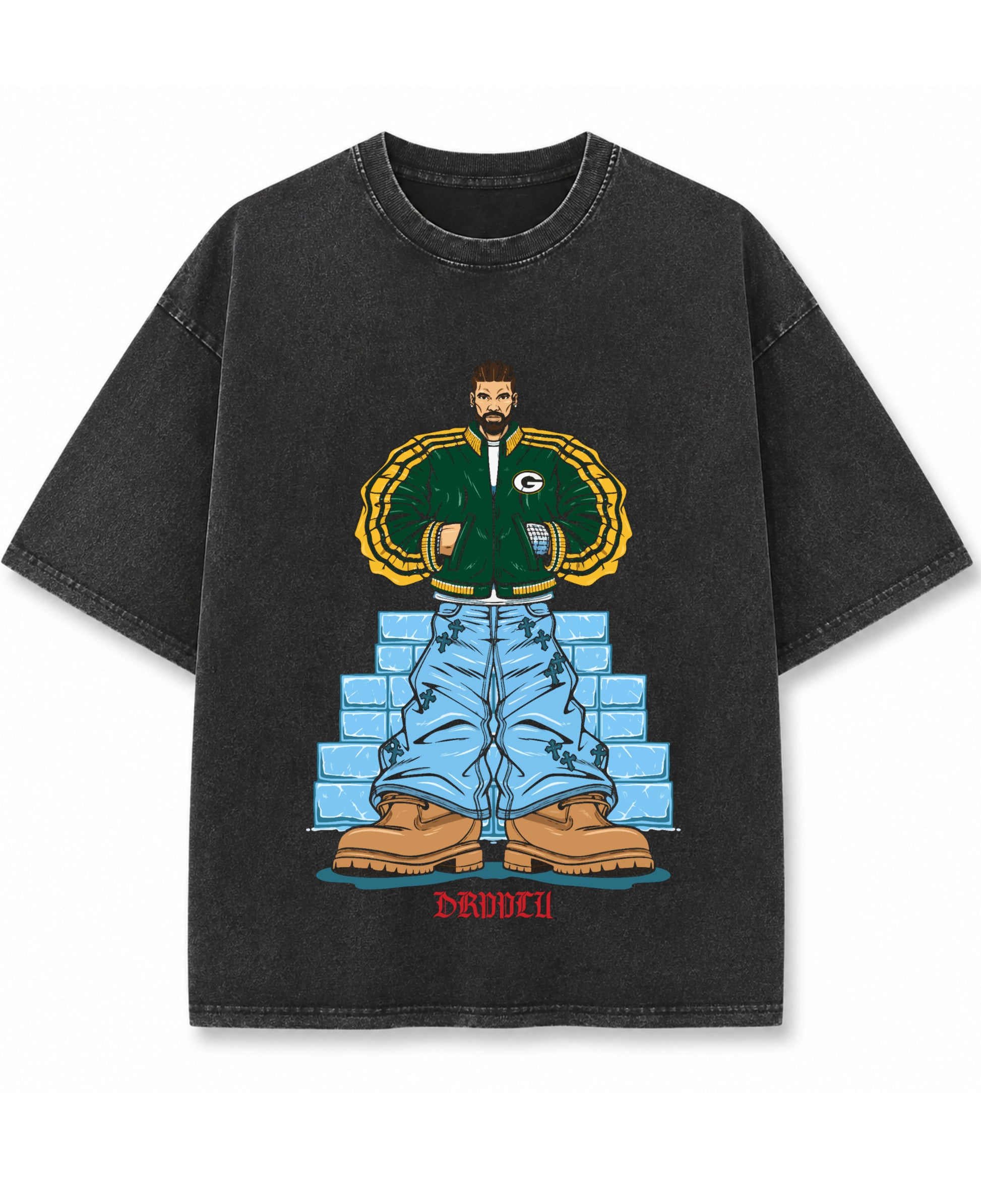 Vintage Fade Wash Oversized T-shirt Front Design