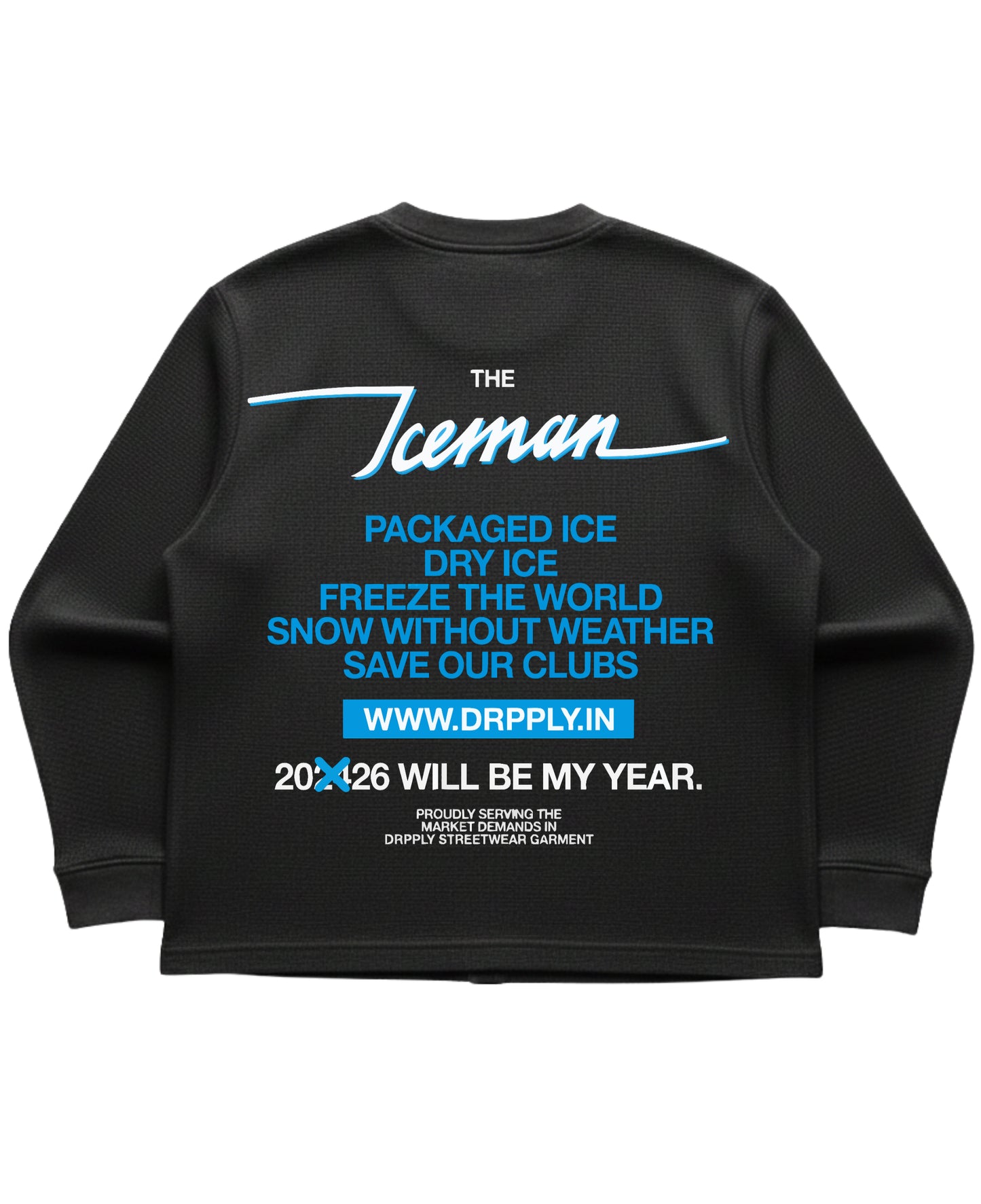 Black waffle knit oversized full-sleeve Back Design