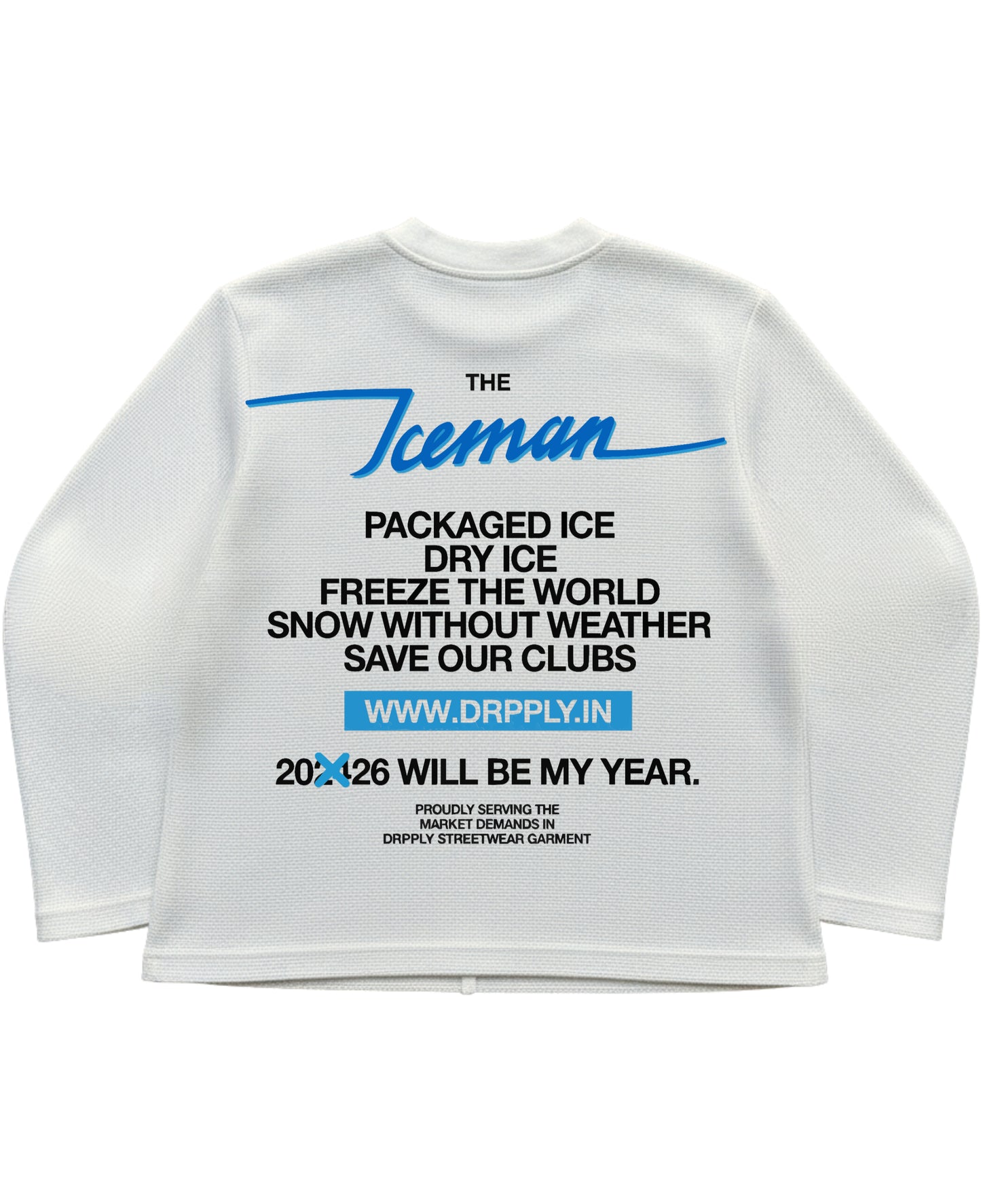 Off-white waffle knit oversized full-sleeve Back Design