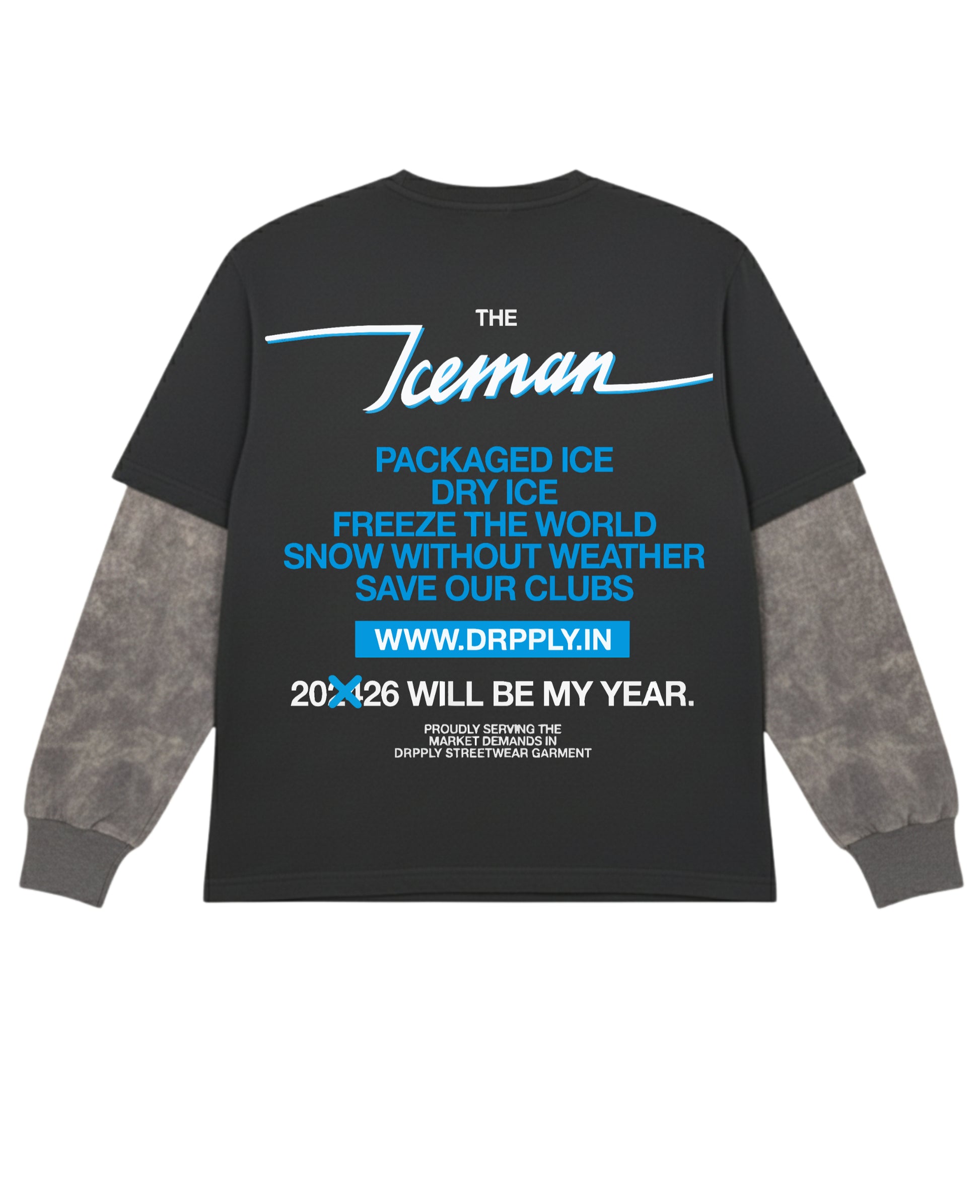Black With Acidwash Sleeve Oversized Tee Back Design