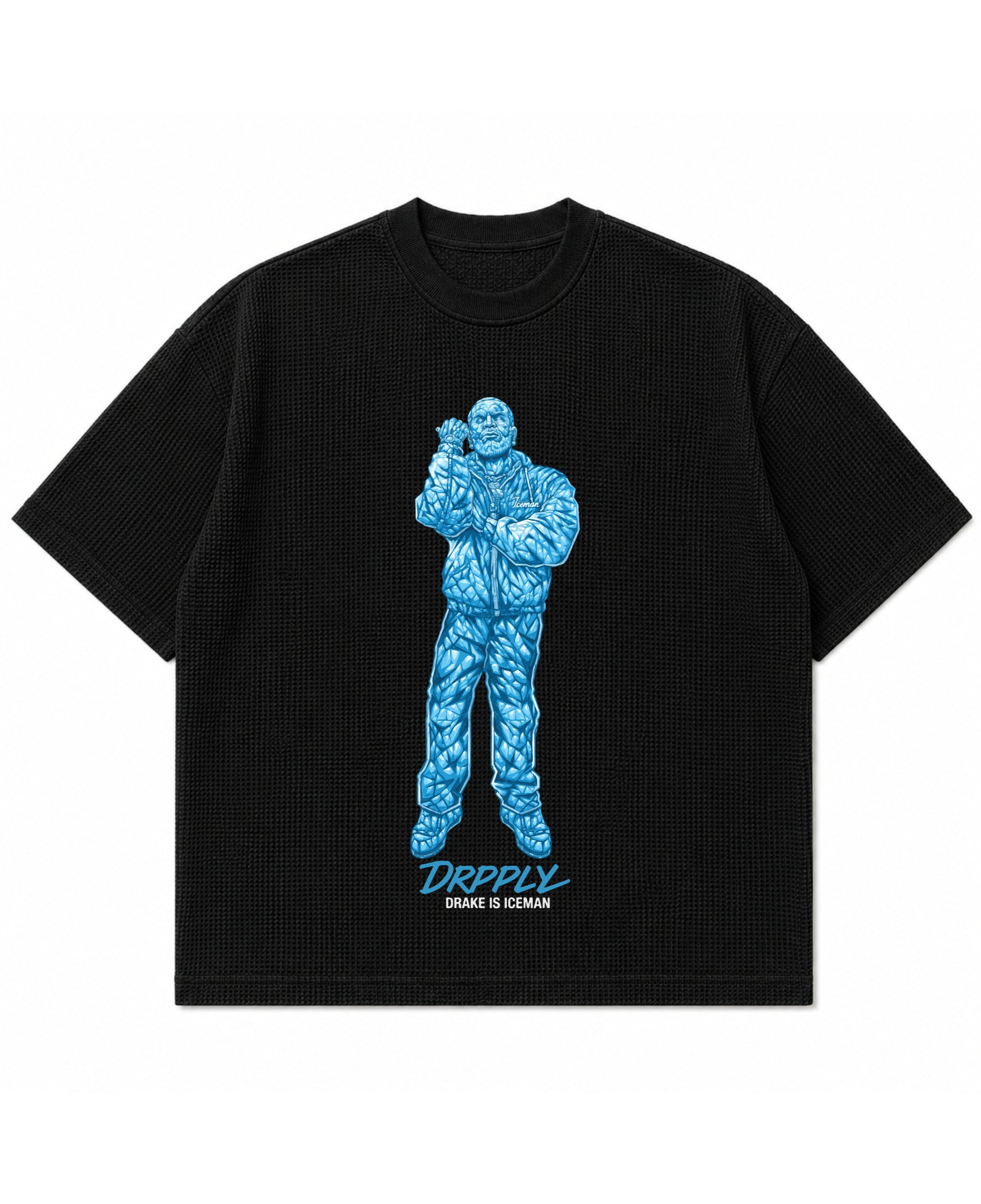 Black waffle boxy fit Front Design
