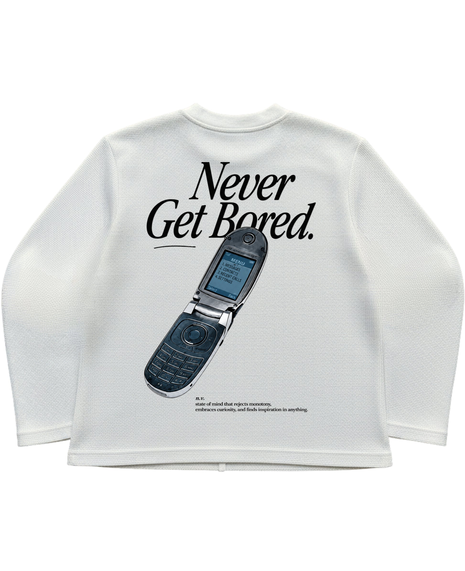 Off-white waffle knit oversized full-sleeve Back Design