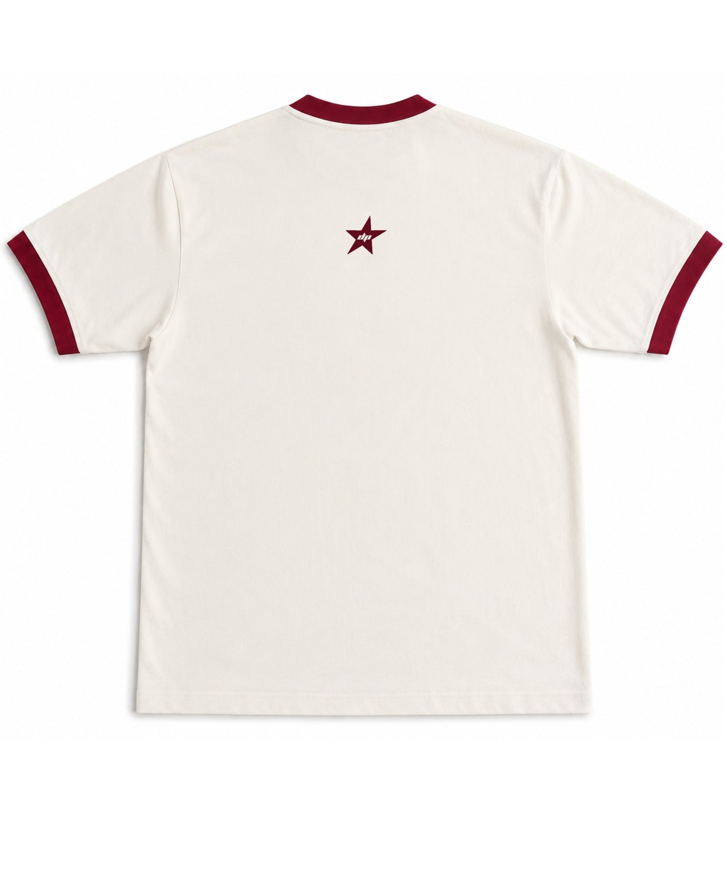 Off White & Maroon Ringer tee Back Design
