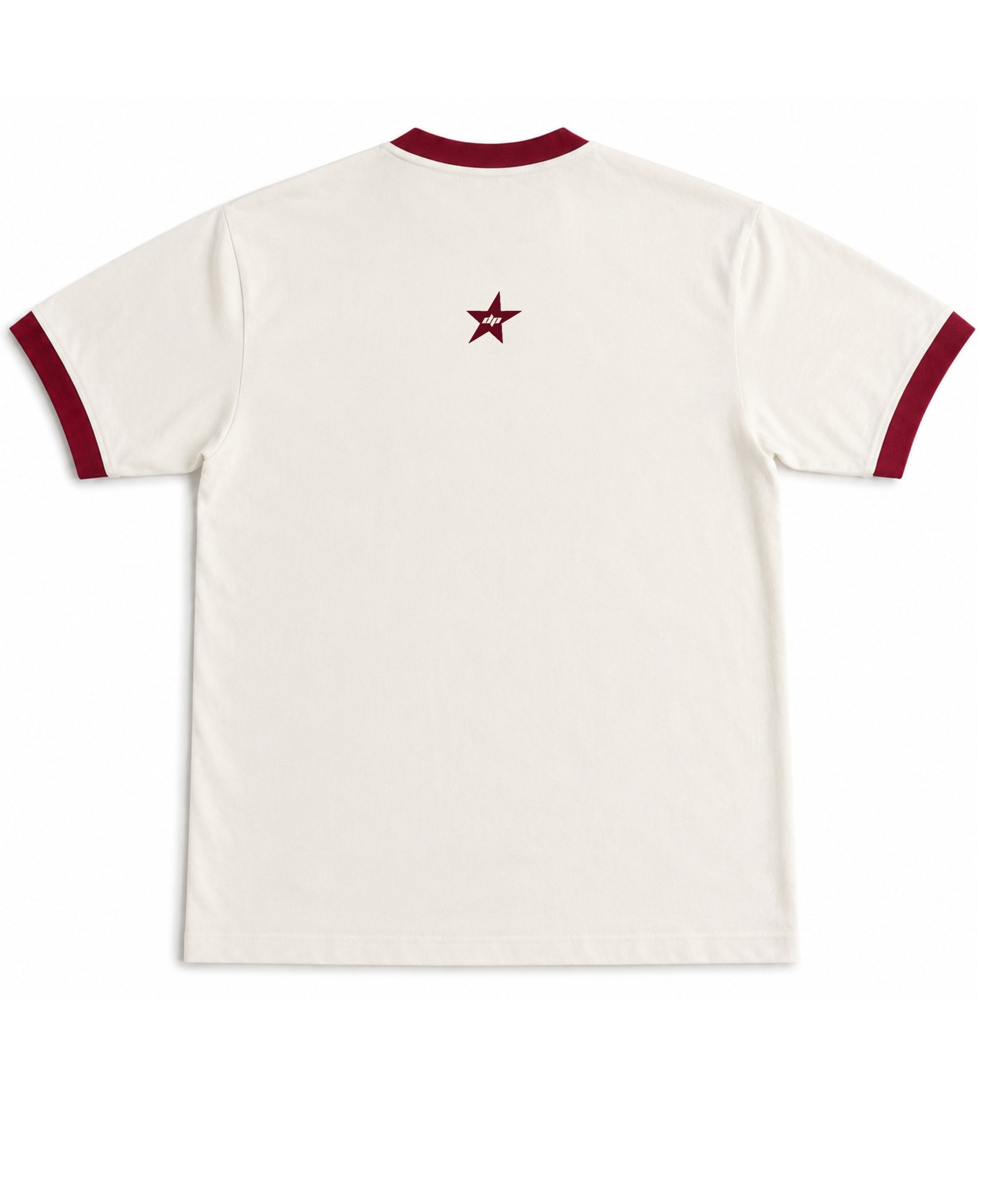 Off White & Maroon Ringer tee Back Design
