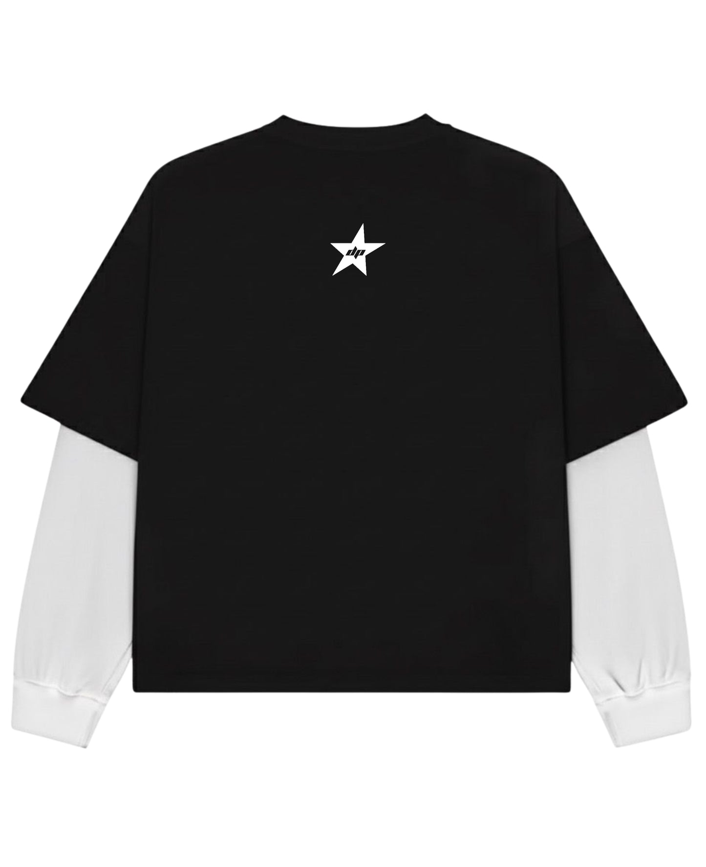 Black With White Sleeve Oversized Tee Back Design