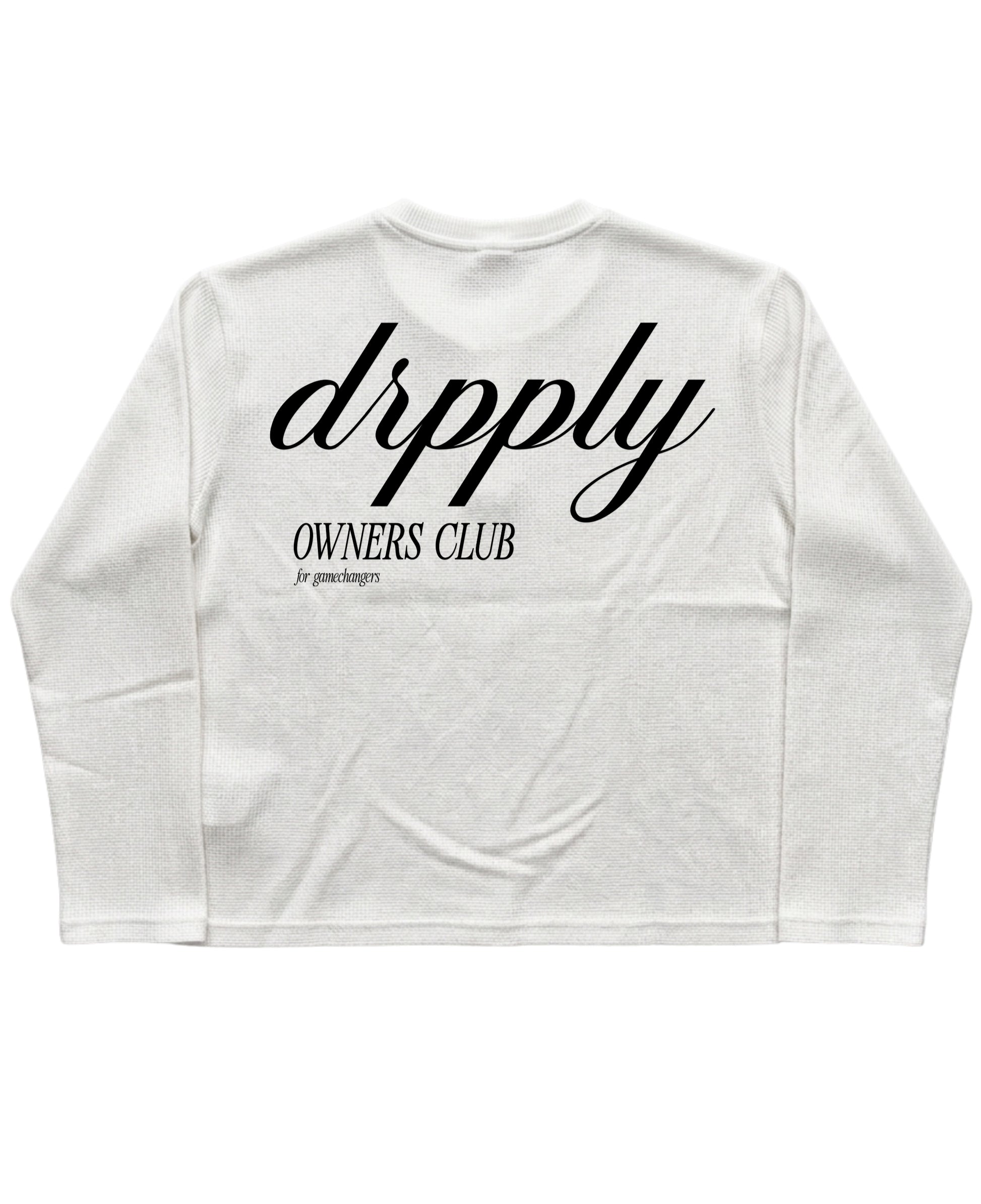 White Henley waffle knit Back Design