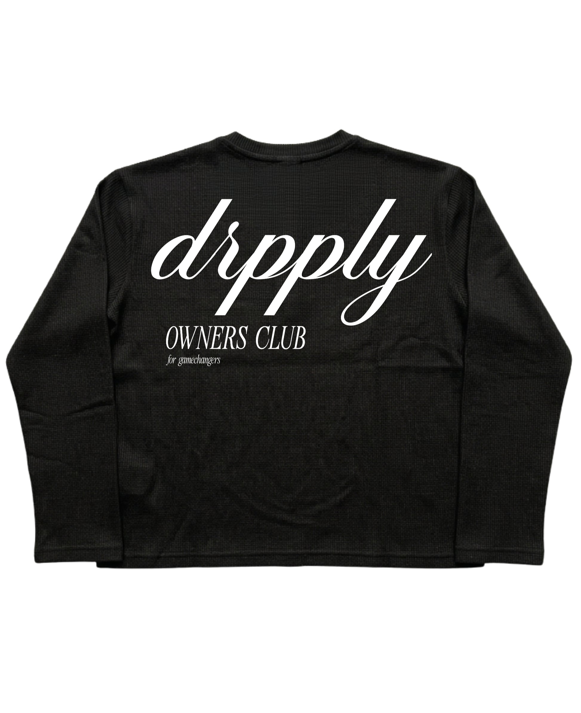 Black Henley waffle knit Back Design