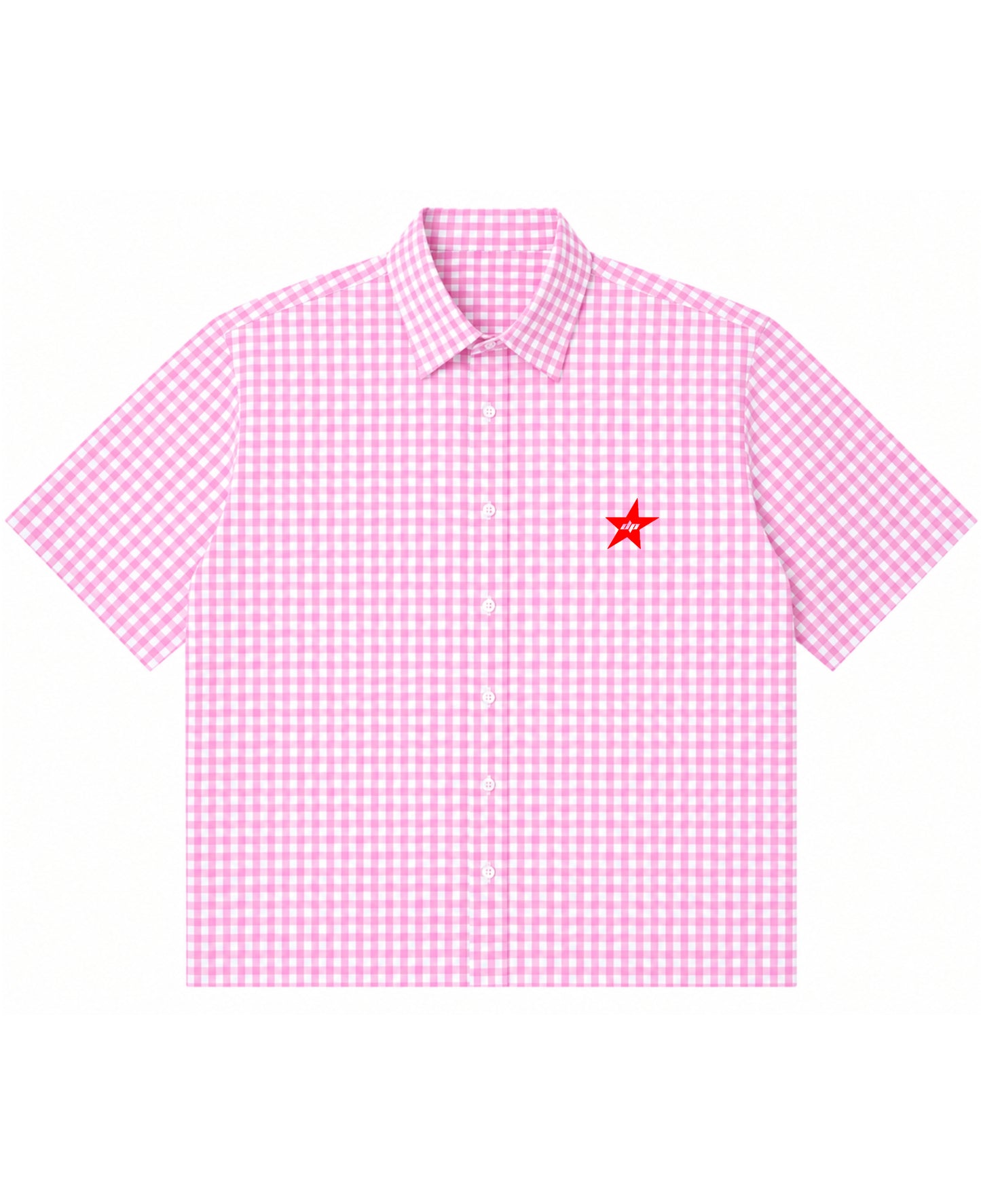 Pink Gingham Oxford Boxy Shirt Front Design
