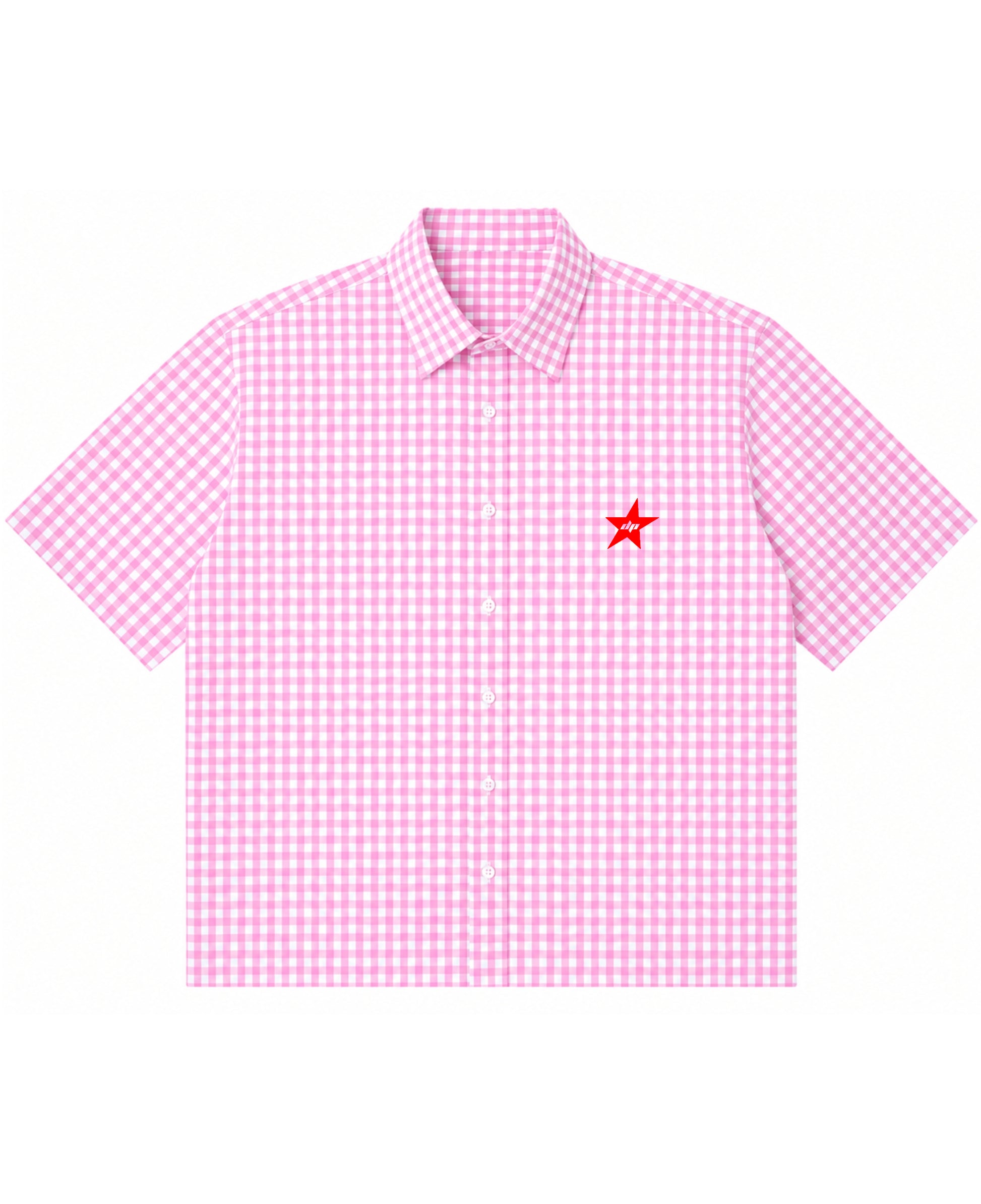 Pink Gingham Oxford Boxy Shirt Front Design