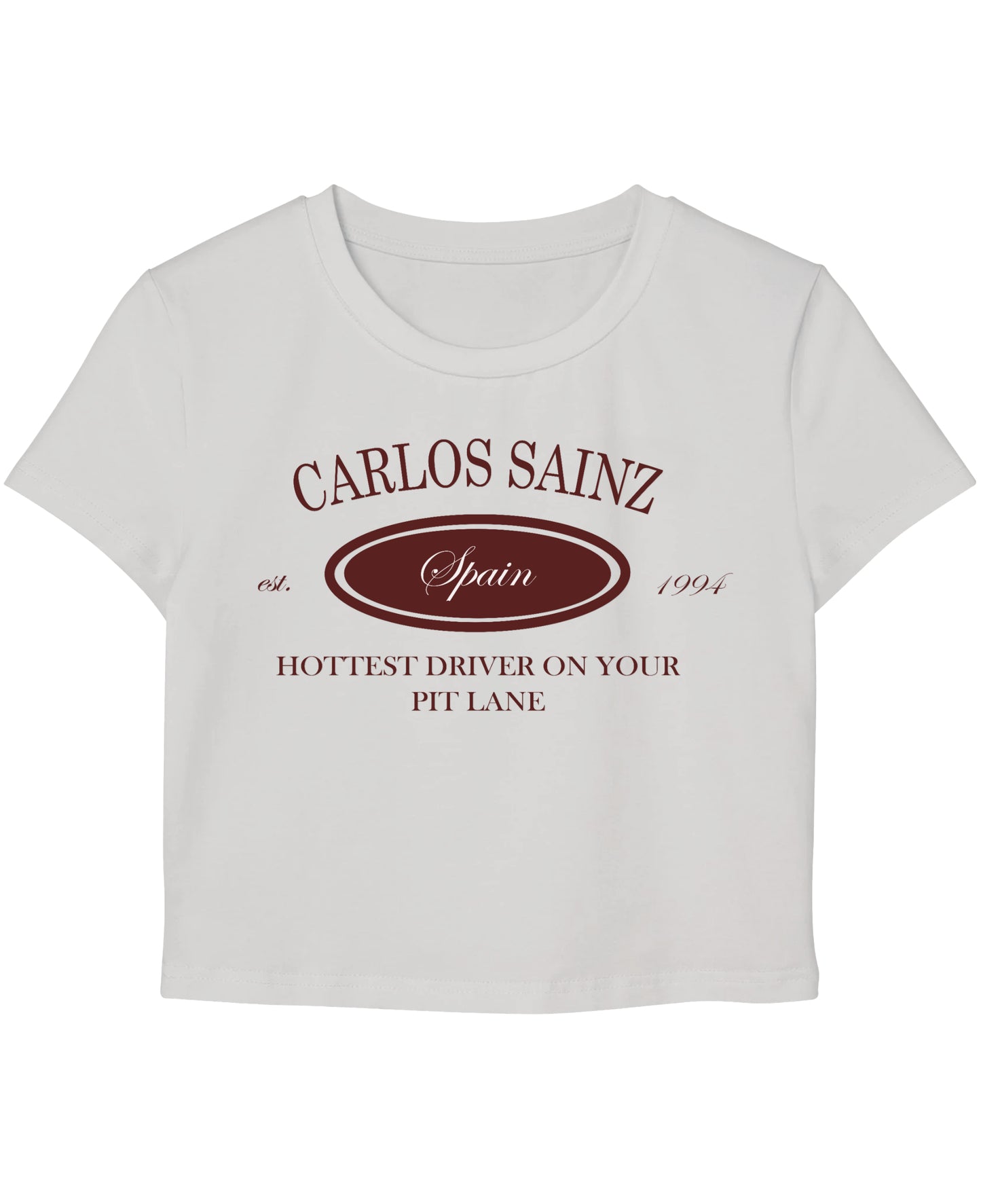 White Baby Tee Front Design