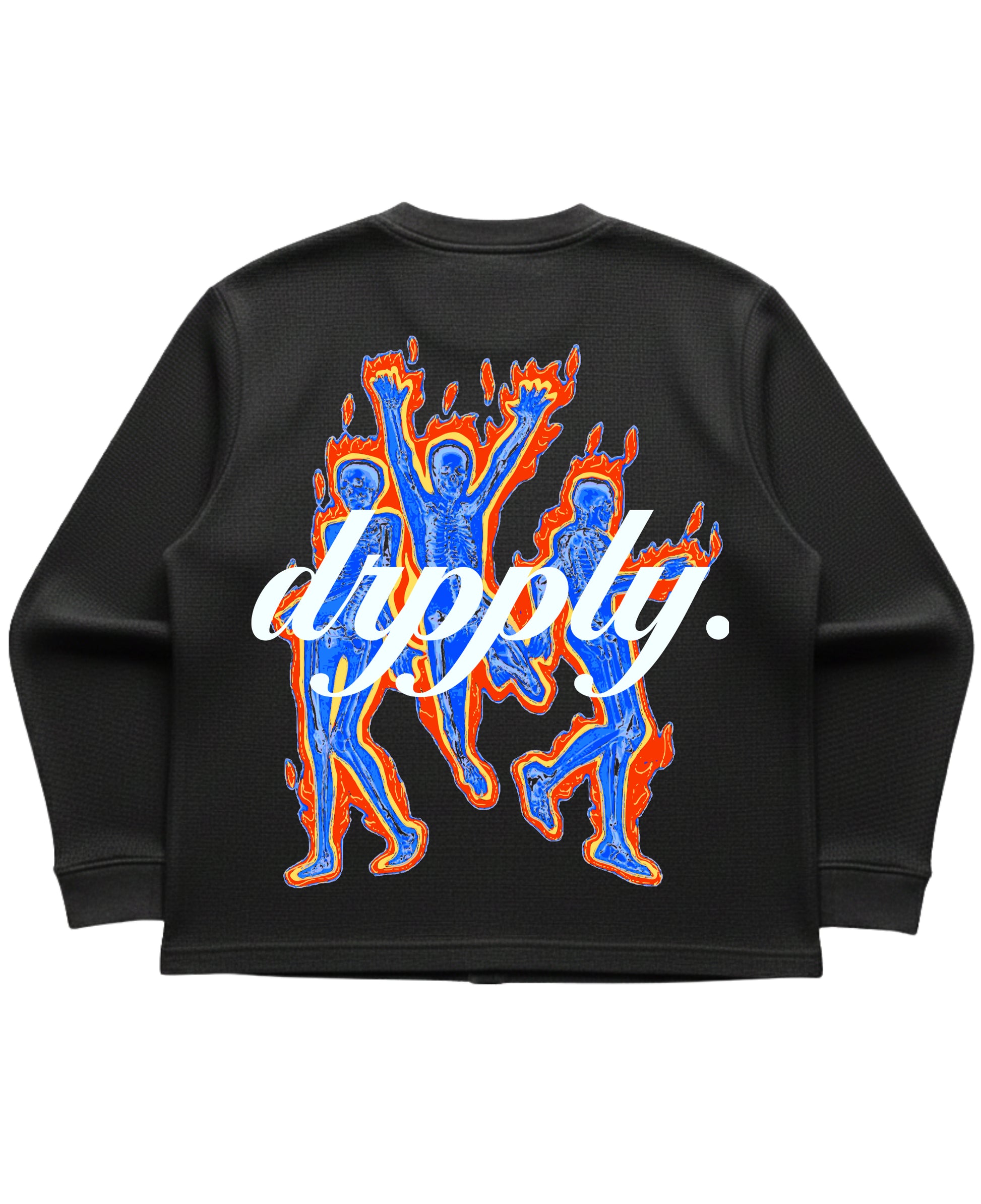 Black waffle knit oversized full-sleeve Back Design