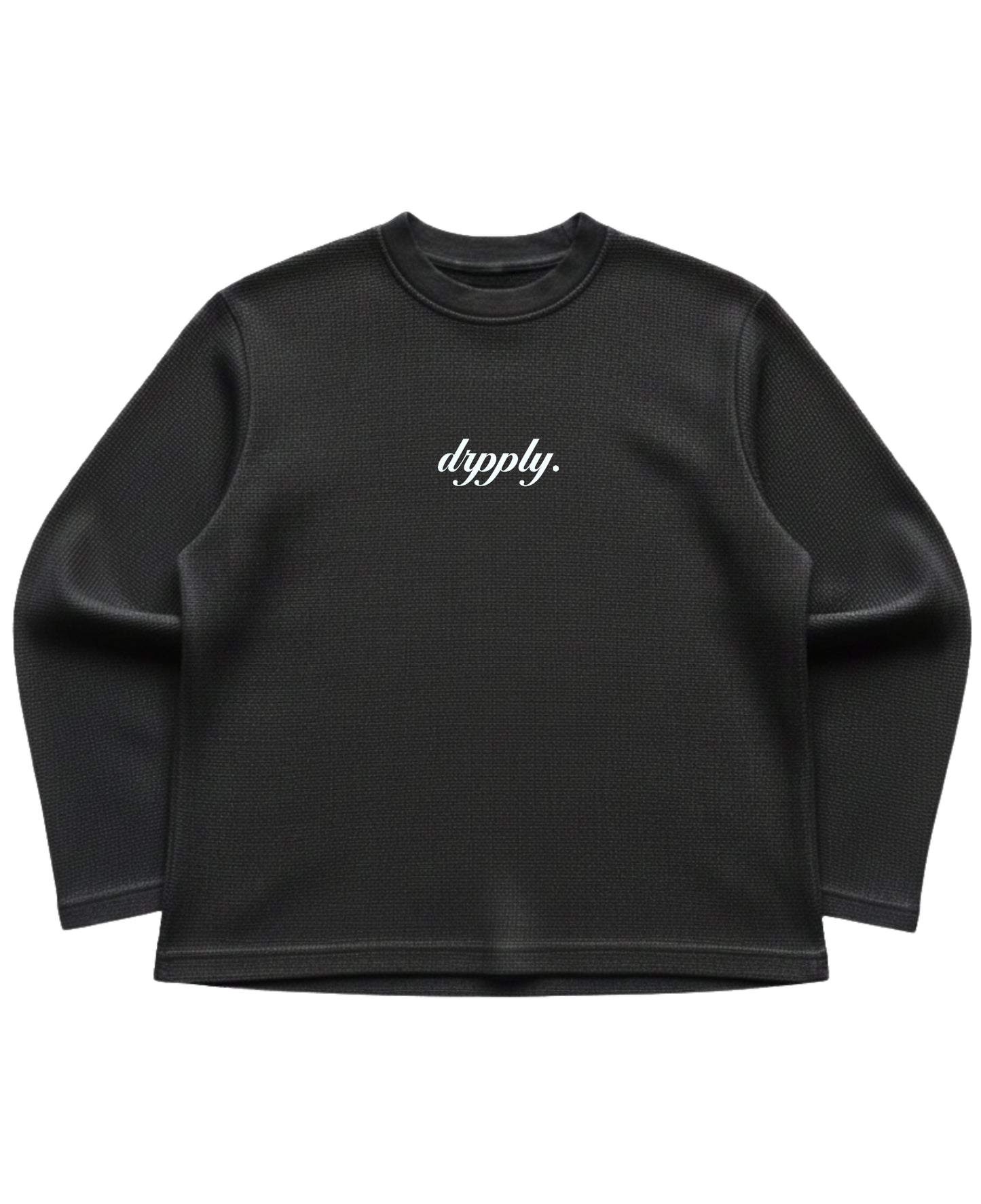 Black waffle knit oversized full-sleeve Front Design