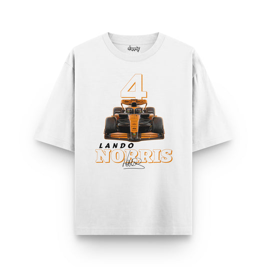 Oversized White Lando Norris #4 T-shirt