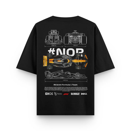 Oversized Black Norris Formula 1 T-shirt - Heavy 250 GSM Cotton