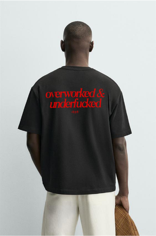 Oversized Overworked Underloved Black T-shirt - Heavy 250 GSM Cotton