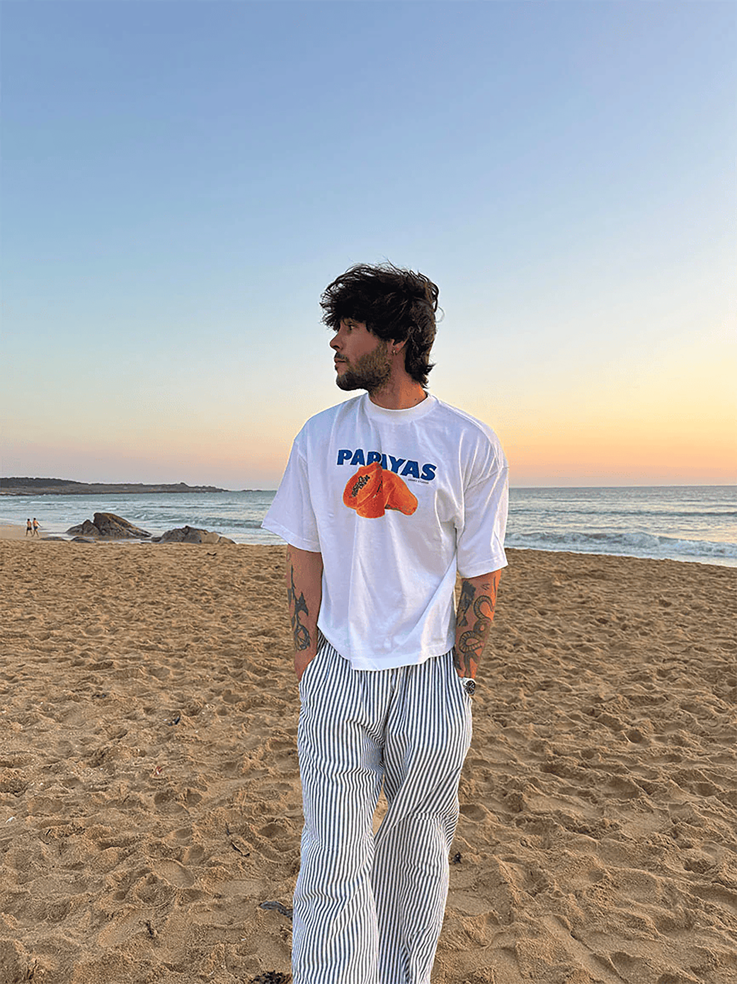 Oversized White Papayas T-shirt - Heavy 250 GSM Cotton