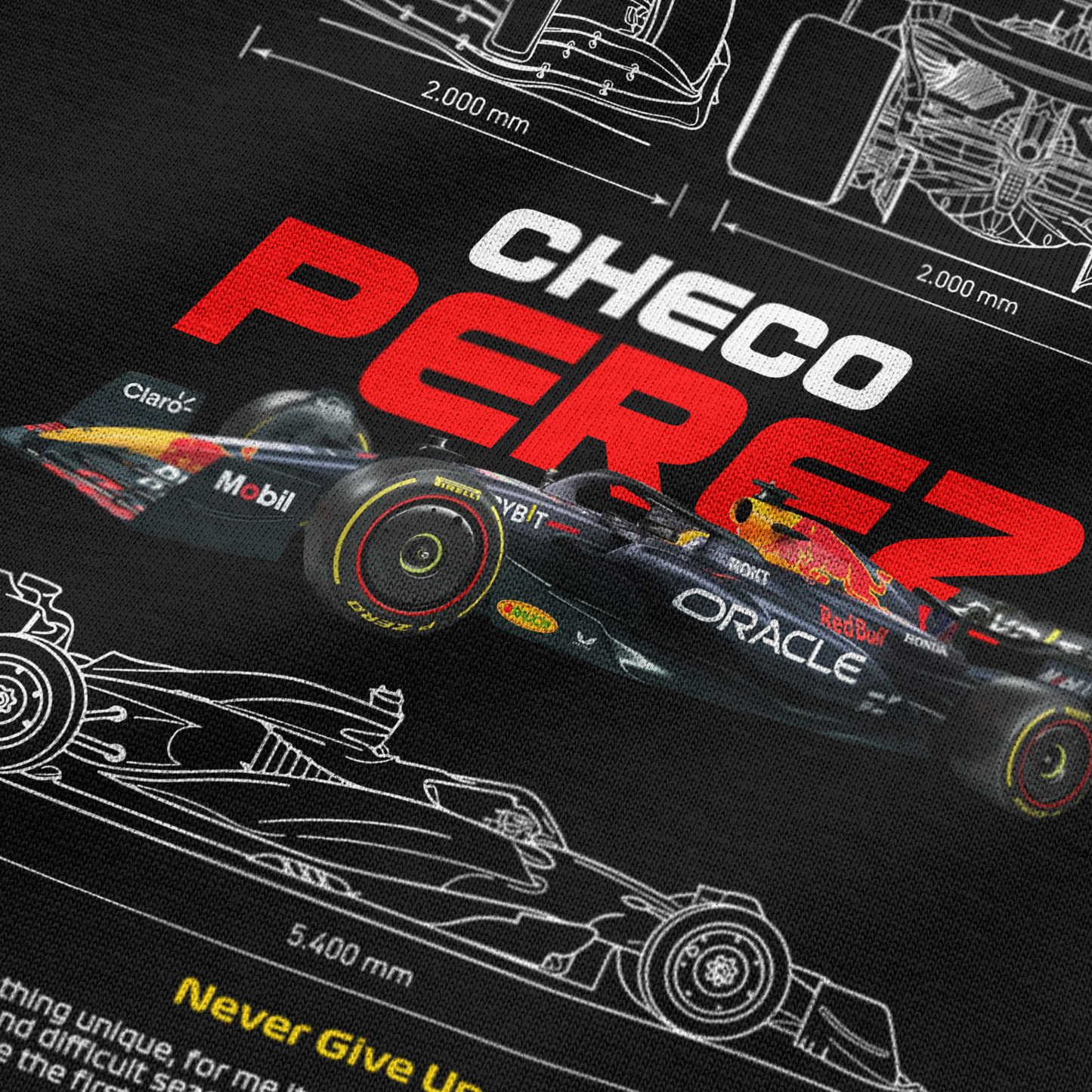 Oversized Black Checo Perez F1 T-shirt - Heavy 250 GSM Cotton