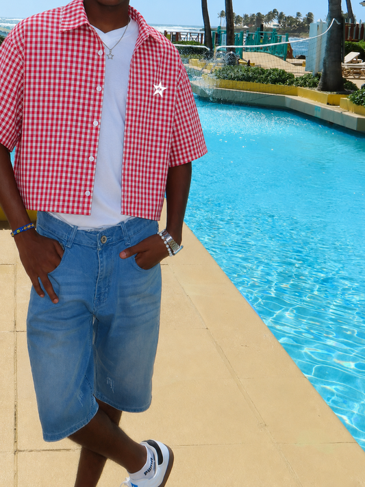 Red Retro Picnic Boxy Shirt